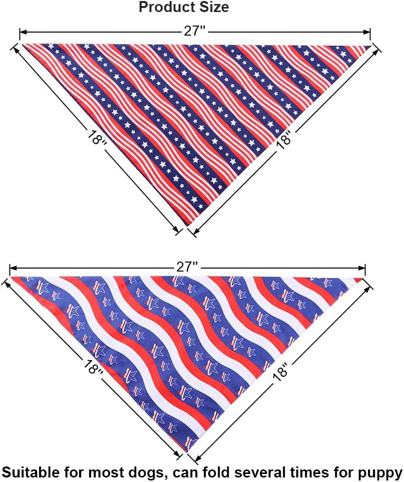 ADOGGYGO American Flag Dog Bandanas Triangle Dog Scarf Patriotic 4Th of July Dog Bandana for Small Medium Large Dogs Pets (Red Twill) Animals & Pet Supplies > Pet Supplies > Dog Supplies > Dog Apparel ADOGGYGO