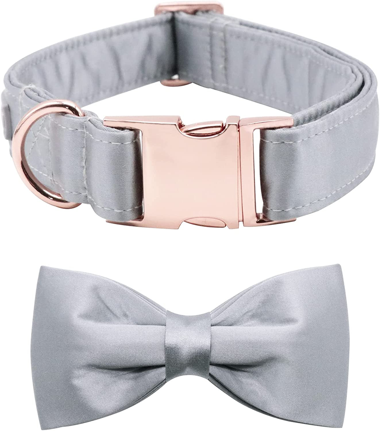 Lionet Paws Bowtie Dog Collar - Comfortable Silk Green Dog Collar with Detachable Bow Tie for Large Dogs, Neck 16-24 Inches Animals & Pet Supplies > Pet Supplies > Dog Supplies > Dog Apparel lionet paws Gray Small (Pack of 1)