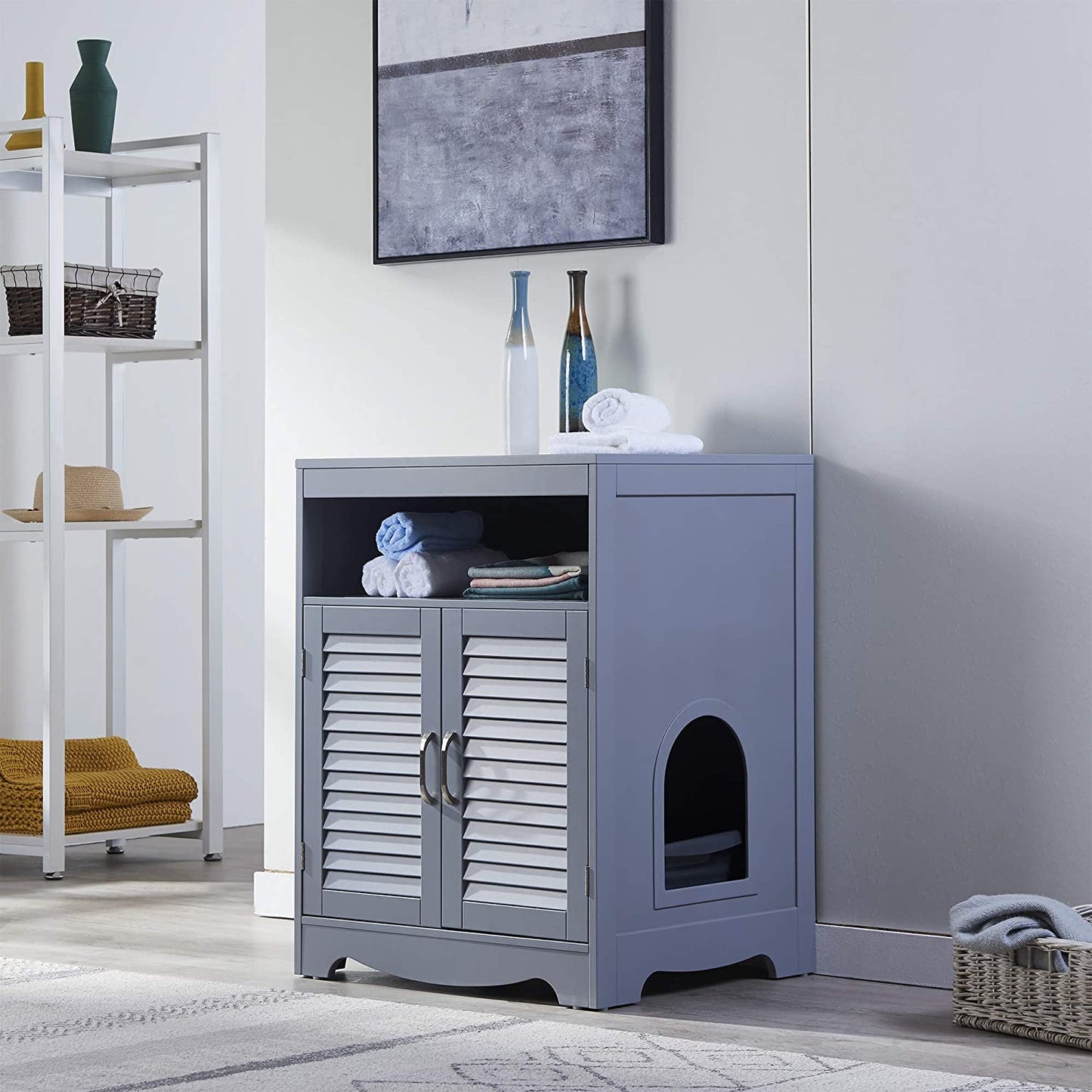 Penn-Plax Cat Walk Furniture: Contemporary Cat Litter Hide-Away Cabinet – Gray Animals & Pet Supplies > Pet Supplies > Cat Supplies > Cat Furniture Penn-Plax