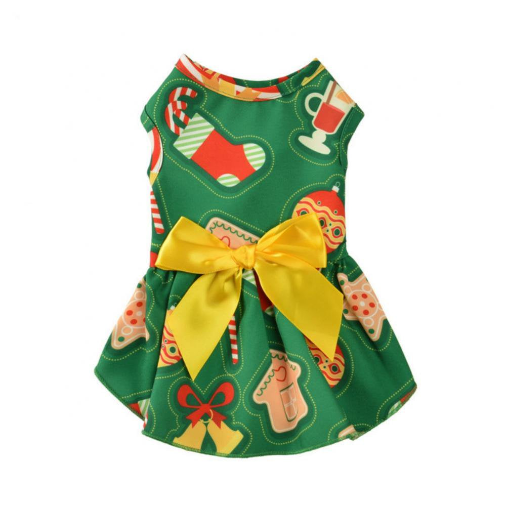 Oaktree Holiday Dog Dress Cute Chrisimas Pet Dresses Skirts Christmas Doggie Bowknot Dresses Thanksgiving Puppy Festival Skirts Pet Summer Apparel Clothes for Dogs Cats Pets Animals & Pet Supplies > Pet Supplies > Dog Supplies > Dog Apparel Oaktree M Green