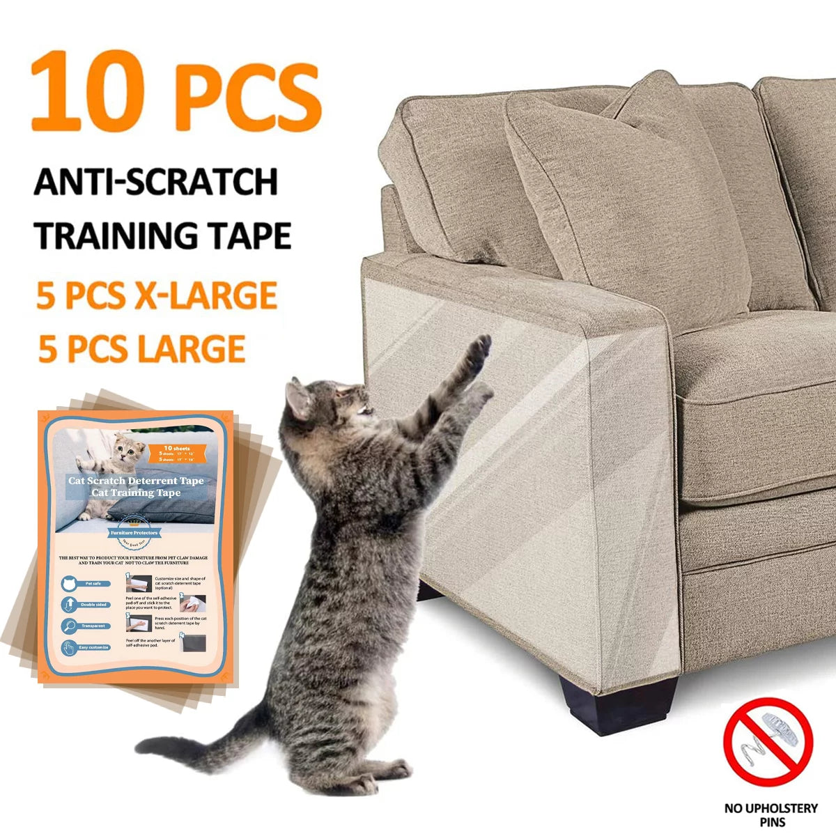 Furniture Protectors from Cats, 10/20Pcs Cat Scratch Deterrent Tape Anti-Scratch Cat Double Sided anti Scratch Tape for Cats | Furniture, Couch, Door, Table Legs Protector Animals & Pet Supplies > Pet Supplies > Cat Supplies > Cat Furniture Focuspet 36