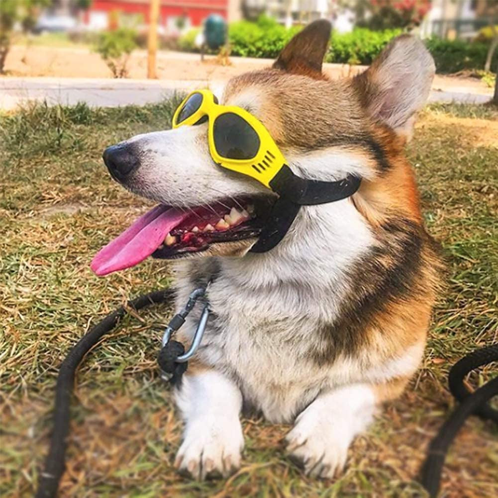 Enjoying Pet/Dog Puppy UV Goggles Sunglasses Waterproof Protection Sun Glasses for Dog - Yellow Animals & Pet Supplies > Pet Supplies > Dog Supplies > Dog Apparel Enjoying