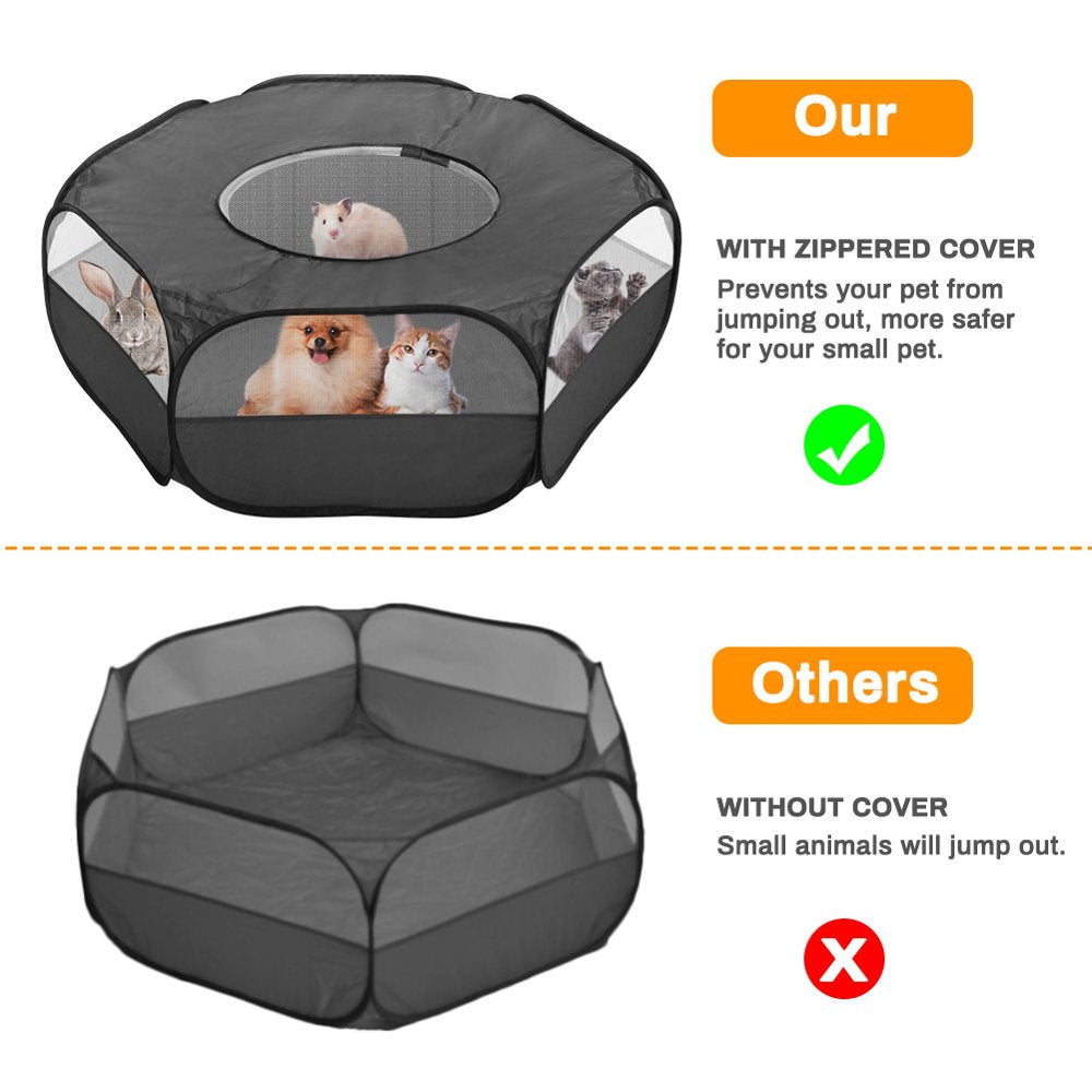 Pet Playpen for Small Animals, Number-One Portable Small Animal Pet Playpen with Cover Foldable Pet Cage Tent Breathable Transparent Pop up Pet Fence for Guinea Pig, Rabbits, Hamsters, Chinchillas Hed Animals & Pet Supplies > Pet Supplies > Dog Supplies > Dog Kennels & Runs Number-one