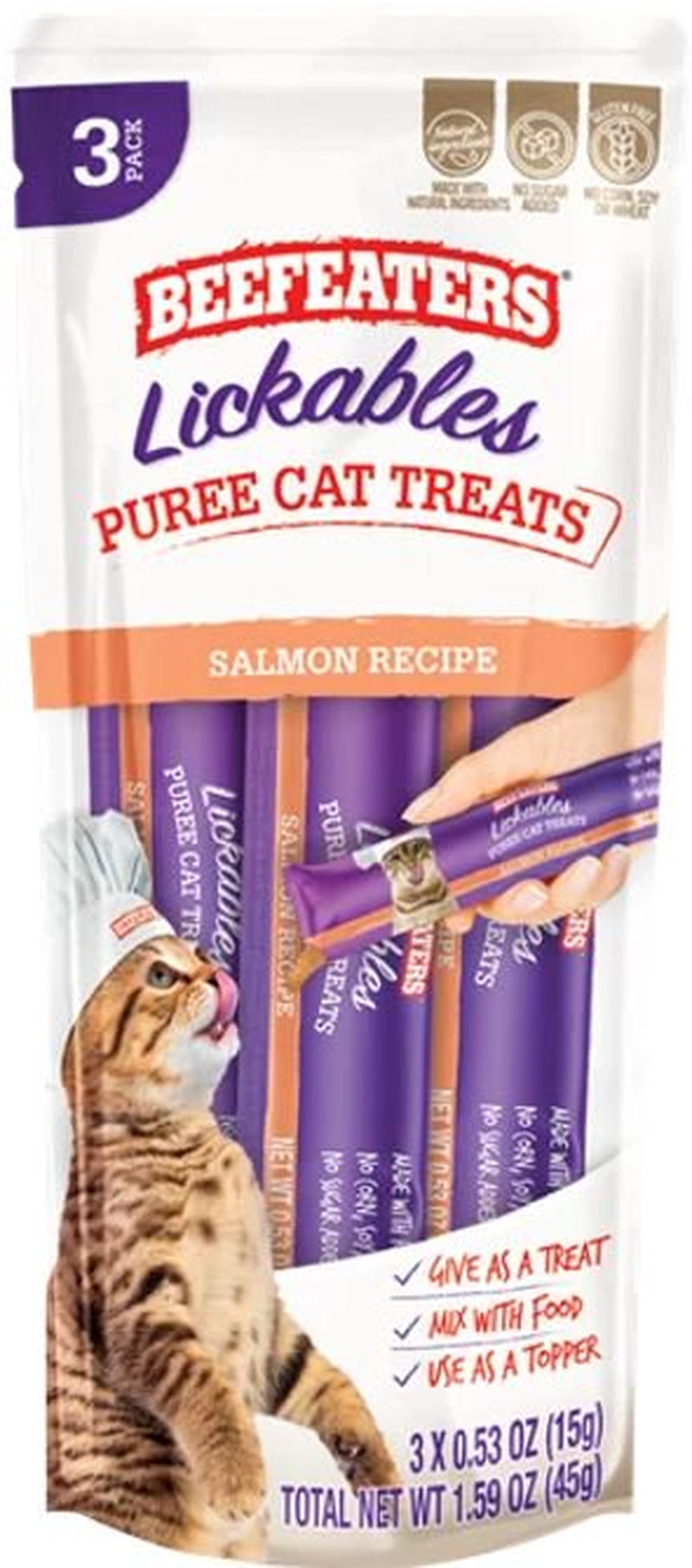Beefeaters Beefeaters Lickables Salmon Puree Cat Treats 1.59 Oz Animals & Pet Supplies > Pet Supplies > Cat Supplies > Cat Treats Beefeaters
