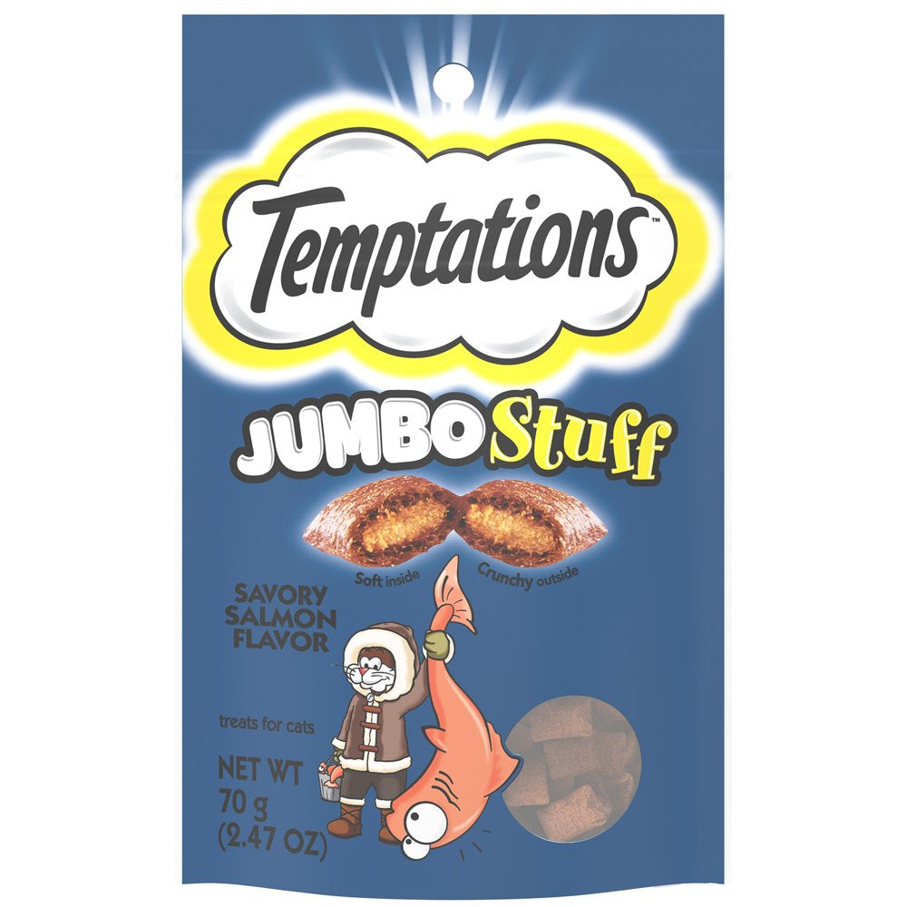 TEMPTATIONS JUMBO Stuff Cat Treats, Savory Salmon Flavor, 14 Oz. Tub Animals & Pet Supplies > Pet Supplies > Cat Supplies > Cat Treats Mars Petcare 2.5 oz