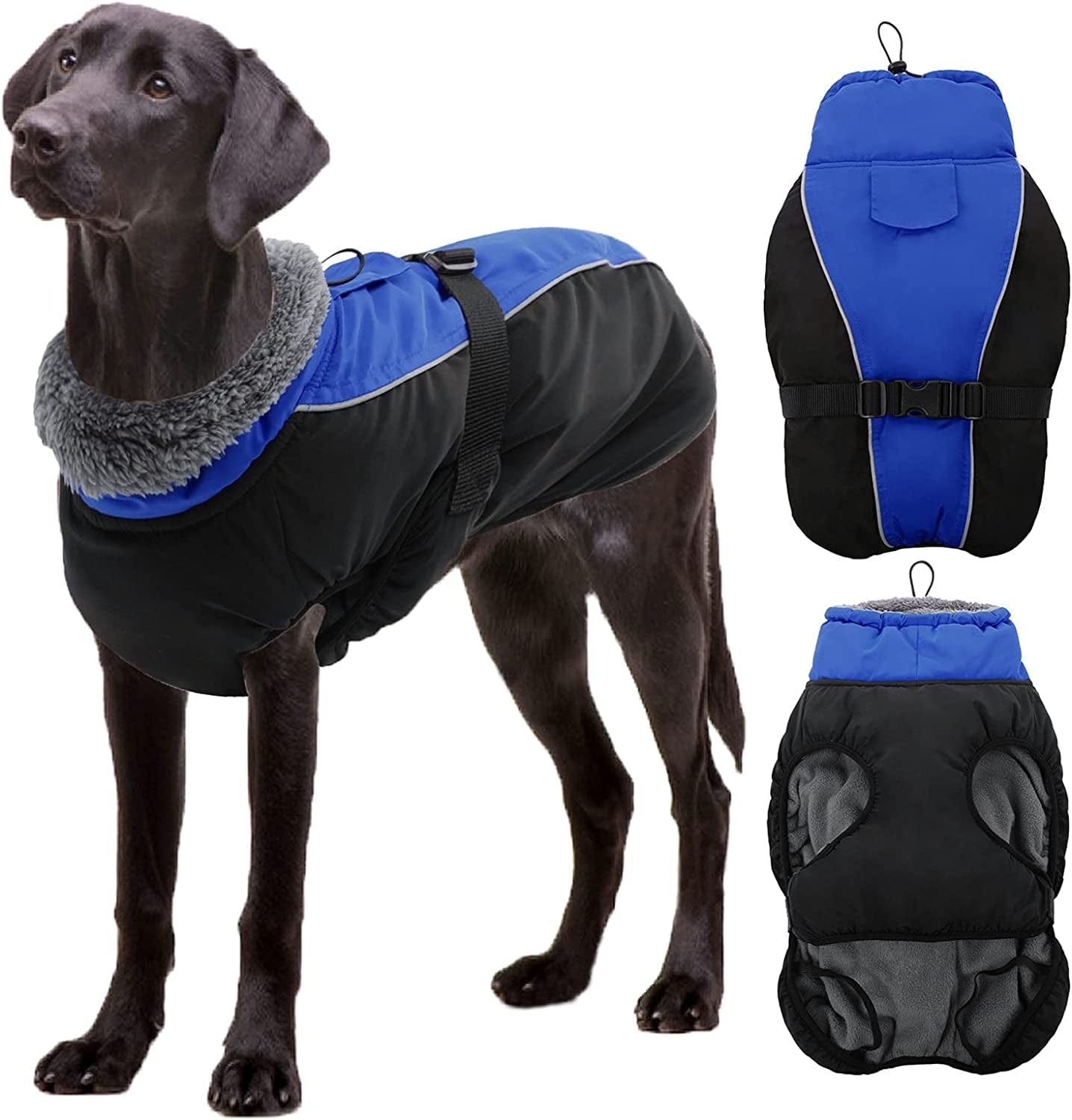 Dasior Dog Winter Coat, Warm Fleece Pet Jacket, Windproof Cold Weather Reflective Clothes Fuchsia XXL Animals & Pet Supplies > Pet Supplies > Dog Supplies > Dog Apparel Dasior Blue Small