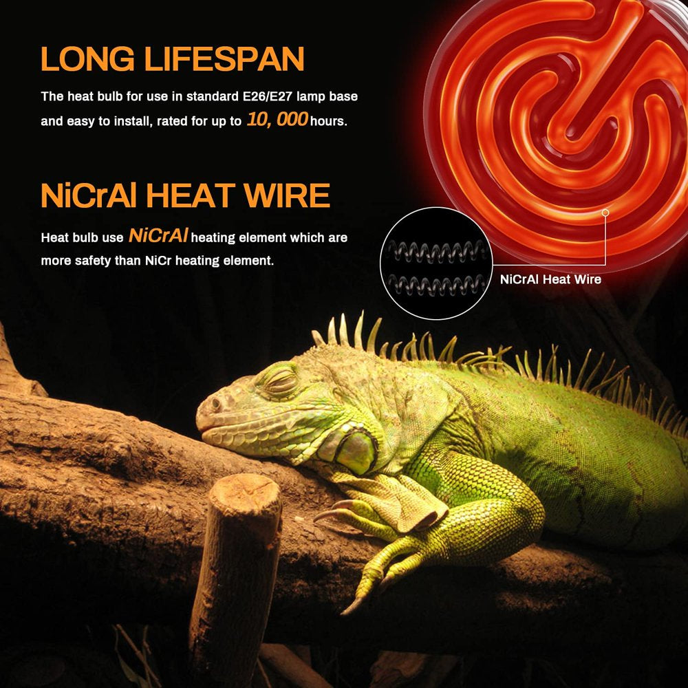 Simple Deluxe 150W Ceramic Heat Emitter Reptile Heat Lamp Bulb No Light Emitting Brooder Coop Heater for Amphibian Pet Terrarium Chameleon Lizards Snakes & Incubating Chicken Animals & Pet Supplies > Pet Supplies > Reptile & Amphibian Supplies > Reptile & Amphibian Habitat Heating & Lighting Simple Deluxe