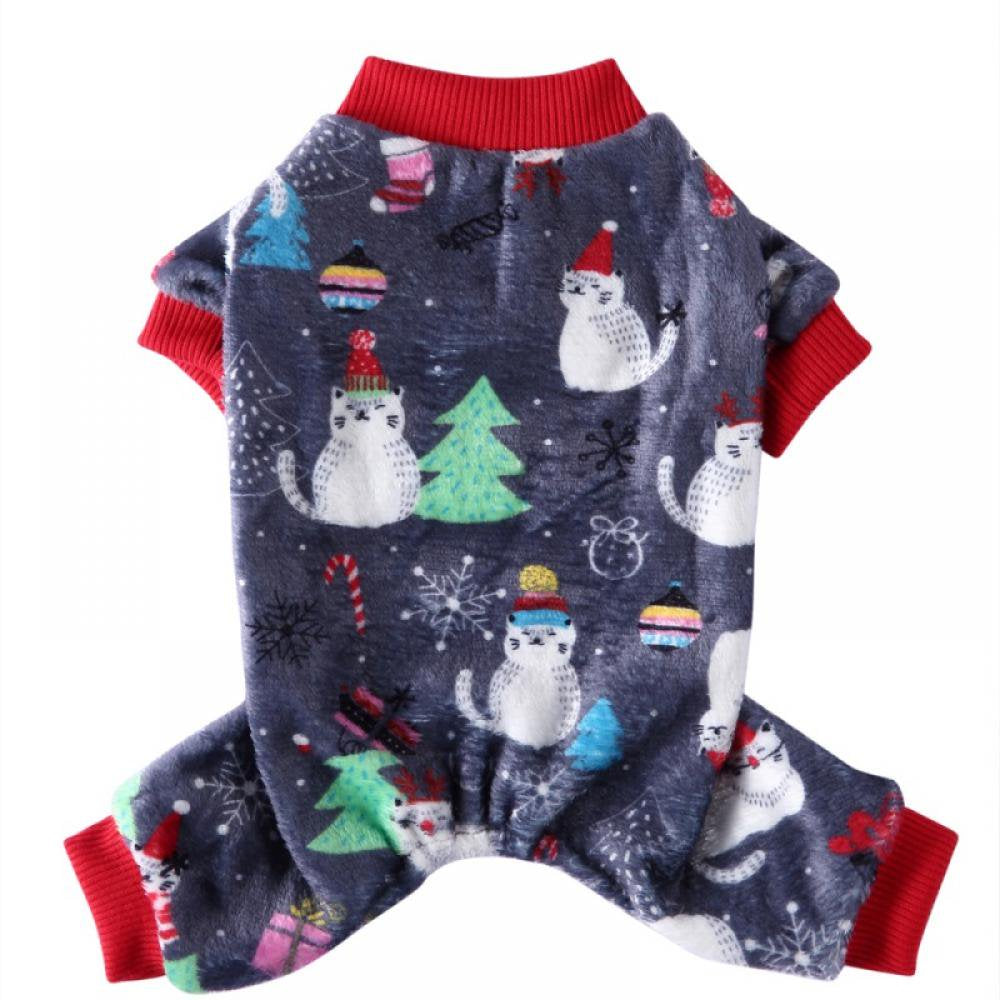 Christmas Dog Pajamas Costumes Pet Clothes Cat Apparel Shirt Winter Holiday Cute Pjs Outfits for Doggie Onesies Animals & Pet Supplies > Pet Supplies > Cat Supplies > Cat Apparel Canopy L Gray 
