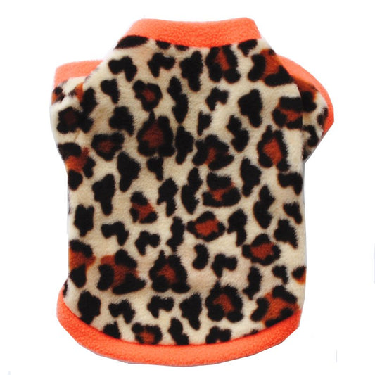 Pet Dog Fleece Coat, Soft Warm Dog Clothes, Skull Camouflage/Polka Dot/Leopard/Paw Printed/Striped Pullover Fleece Warm Jacket Costume for Doggy Cat Puppy Apparel,S Animals & Pet Supplies > Pet Supplies > Cat Supplies > Cat Apparel LINKABC M Leopard 