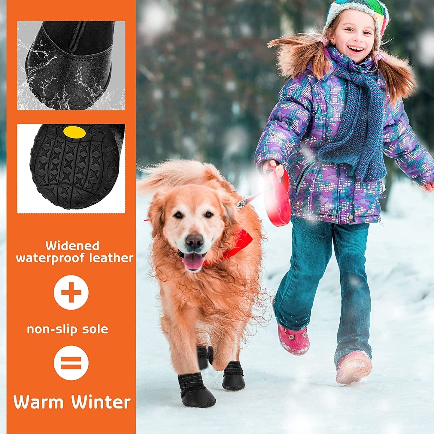 Dcoagt Dog Boots,Waterproof Dog Shoes for Large Dogs with Reflective Straps Anti-Slip Sole,Paw Protector Booties for Winter Snow Rain Hiking,Black 4Pcs(Size 6:Width 2.37-2.67 Inches) Animals & Pet Supplies > Pet Supplies > Dog Supplies > Dog Apparel DcOaGt