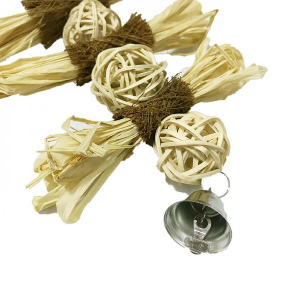 Newway Natural Wooden Grass Pet Parakeet Chewing Toy Parrot Bird Bites Swing Ball Loofah Vine Balls Cage Bird Hanging Accessories Animals & Pet Supplies > Pet Supplies > Bird Supplies > Bird Cage Accessories NewWay