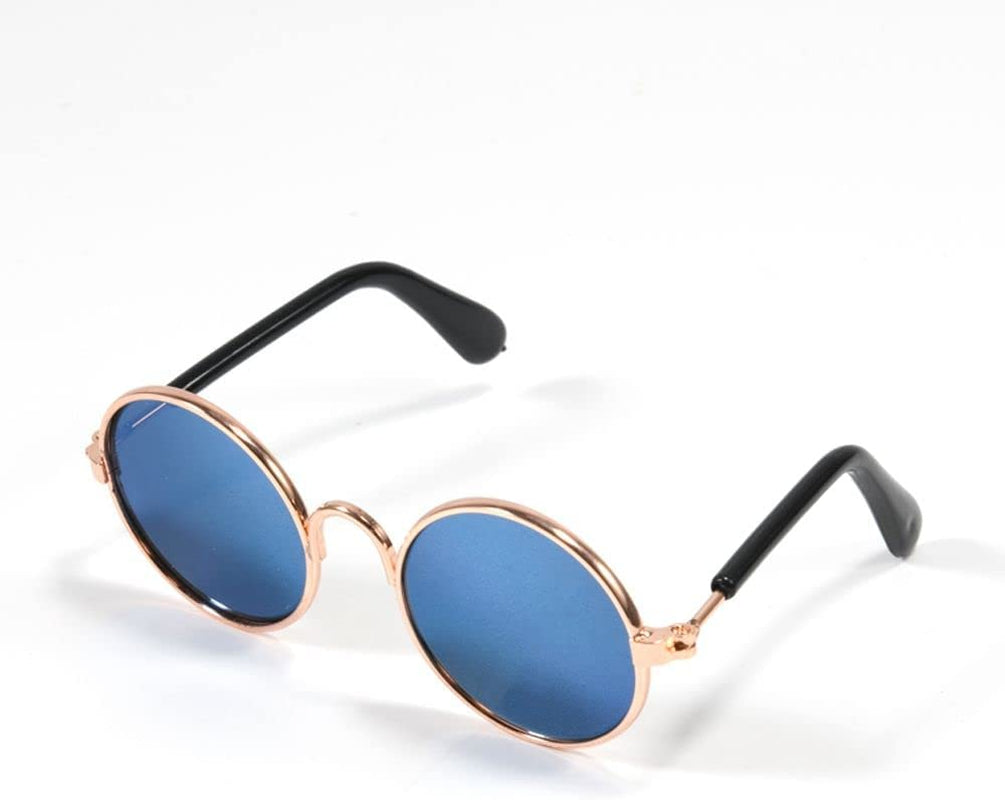 Round Pet Cat Glasses Lovely Sunglasses for Little Dog Cat Eye-Wear Reflection Glasses Photos Props Pet Supplies(Pink) Animals & Pet Supplies > Pet Supplies > Dog Supplies > Dog Apparel Houchu blue
