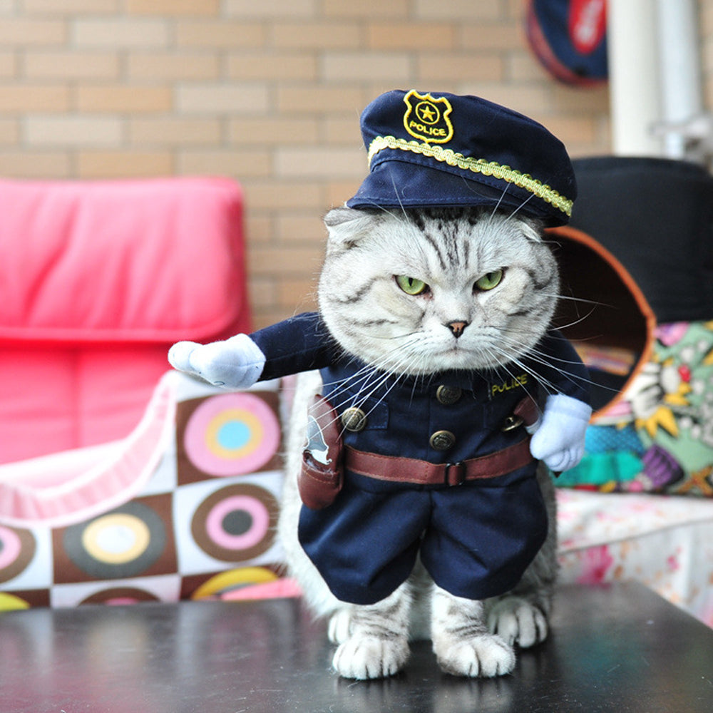Pet Police Costume Costume Dog Cat Pet Halloween Christmas Prop Dressing up Party Apparel Animals & Pet Supplies > Pet Supplies > Cat Supplies > Cat Apparel Ofspeizc