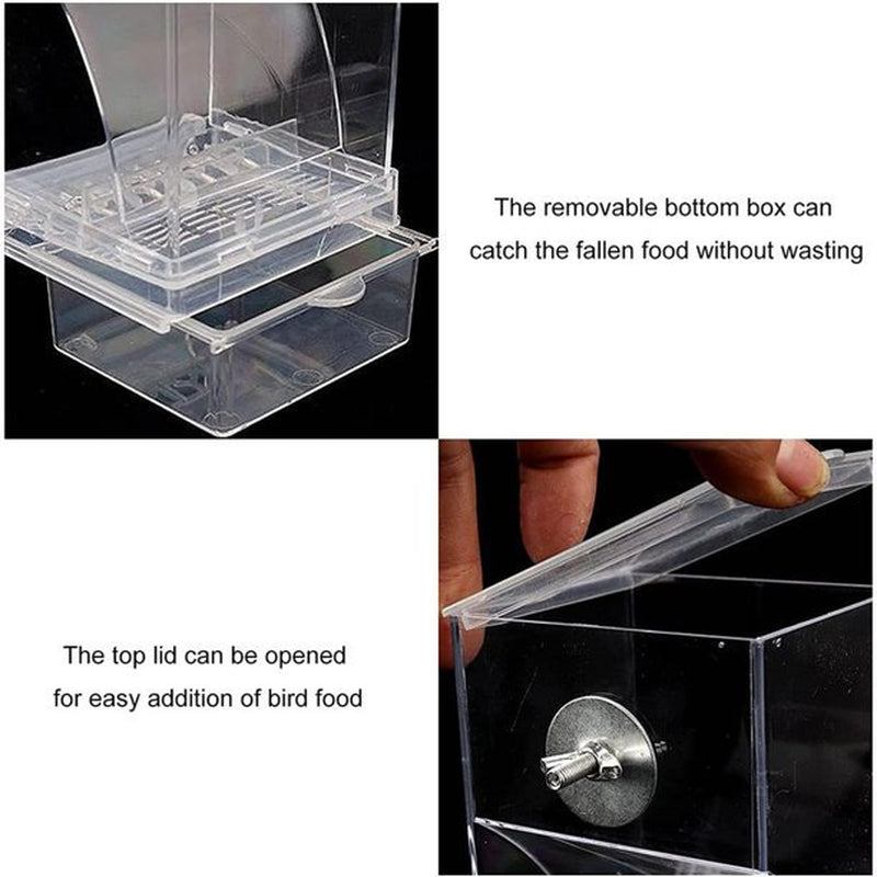 Catinbow No Mess Bird Feeders - Automatic Parrot Feeder Drinker | Acrylic Seed Food Container | Cage Accessories for Small and Medium Parakeets Cockatiels Lovebirds Animals & Pet Supplies > Pet Supplies > Bird Supplies > Bird Cage Accessories Catinbow