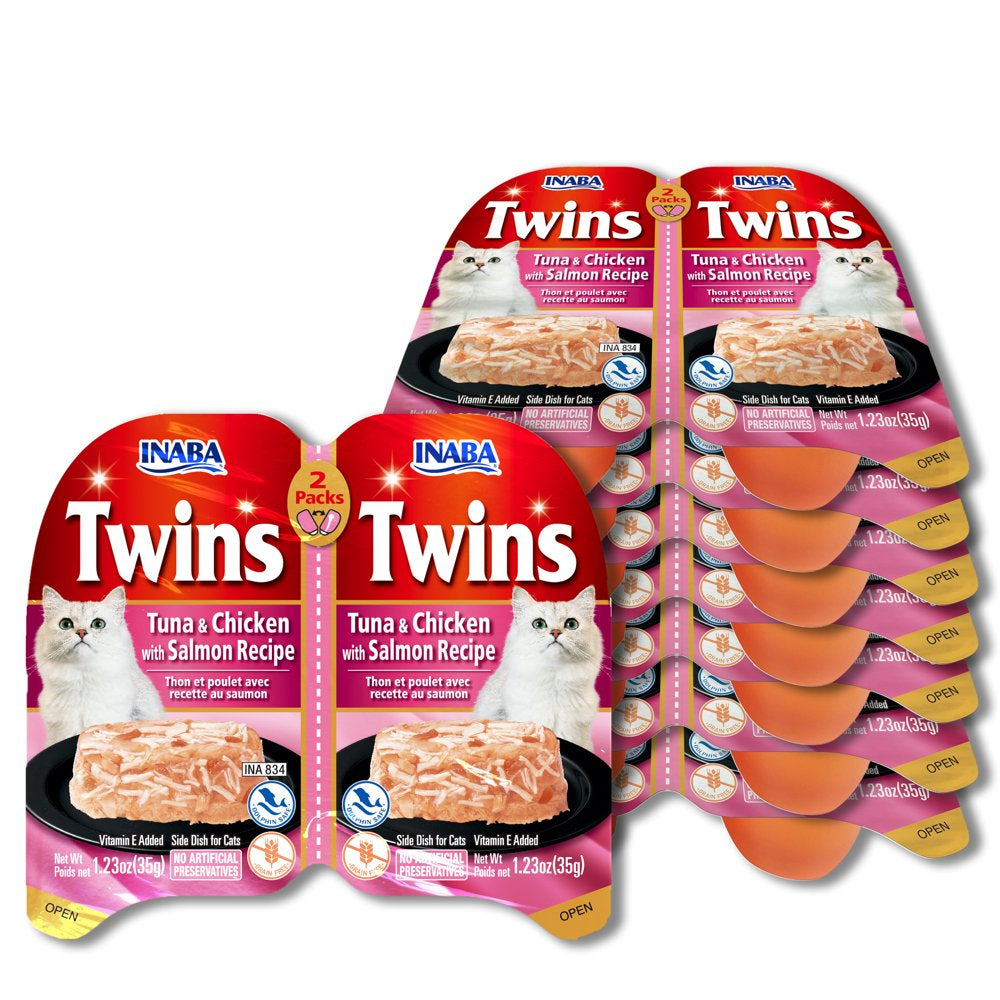 INABA Twins for Cats, Chicken/Gelée Topper Cups, 1.23 Oz/Srv, 16 Srvs, Chicken Animals & Pet Supplies > Pet Supplies > Cat Supplies > Cat Treats INABA Foods (USA) Inc Tuna and Chicken with Salmon Recipe