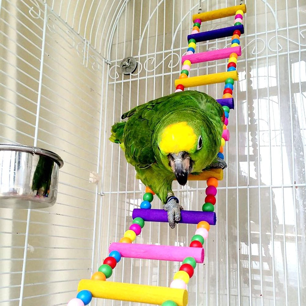 Walbest Bird Parrot Toys Ladders Swing Chewing Toys Hanging Pet Bird Cage Accessories Hammock Swing Toy for Small Parakeets Cockatiels, Lovebirds, Conures, Macaws, Lovebirds, Finches, 12Inch 4 Ladders Animals & Pet Supplies > Pet Supplies > Bird Supplies > Bird Cage Accessories Walbest 22"/8 Ladders