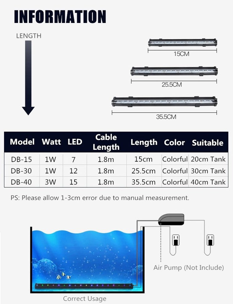 LED 7 Colors Change Aquarium Light Fish Bowl Submersible Light Air Bubble Lamp Animals & Pet Supplies > Pet Supplies > Fish Supplies > Aquarium Lighting GlorySunshine