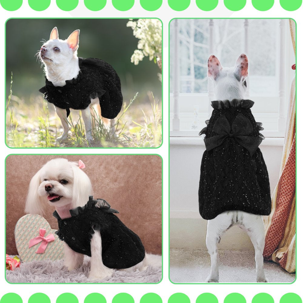 BRKURLEG Dog Dress, Black Dog Wedding Dress, Soft Breathable Pet Birthday Party Prom Skirt, Puppy Princess Outfit, Dog Bride Clothes Formal Apparel for Small Medium Dogs Animals & Pet Supplies > Pet Supplies > Dog Supplies > Dog Apparel BRKURLEG