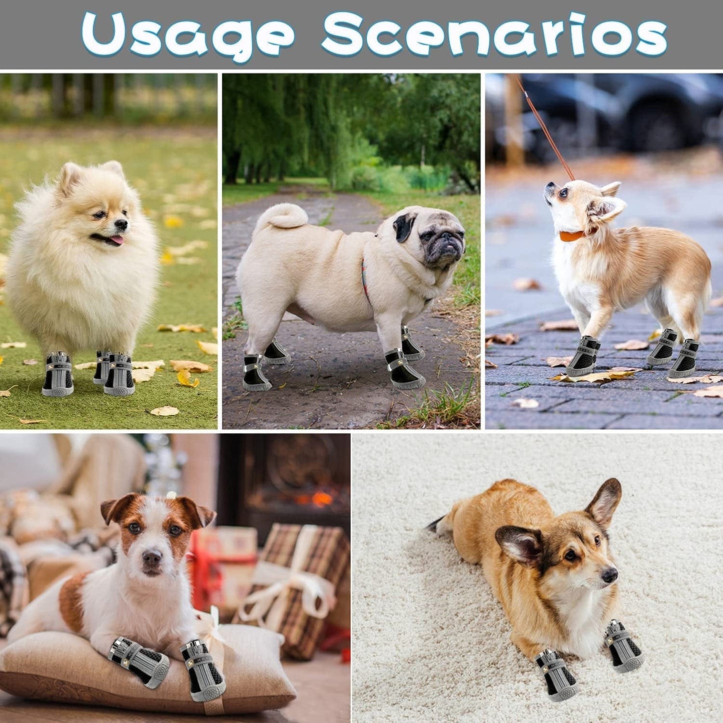 Dog Boots, Dog Shoes for Hot Pavement, Anti-Slip Breathable and Waterproof Dog Shoes ONLY for Small Dogs with Reflective & Adjustable Strap Zipper 4PCS (Size 5:(1.88"X2.08")(Lxw) within 55Lb) Animals & Pet Supplies > Pet Supplies > Dog Supplies > Dog Apparel Kajiewo