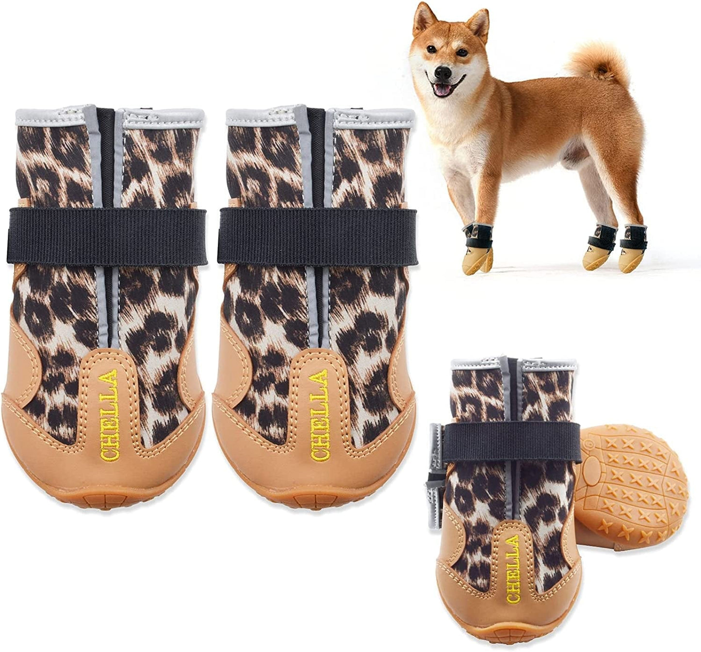 Dog Boots Waterproof Dog Shoes,Dog Shoes for Hot Pavement,Heat Protection Dog Booties Breathable Nonslip with Adjustable and Reflective Straps,Dog Paw Protection for Small, Medium, Large Dogs 4Pcs/Set Animals & Pet Supplies > Pet Supplies > Dog Supplies > Dog Apparel chella