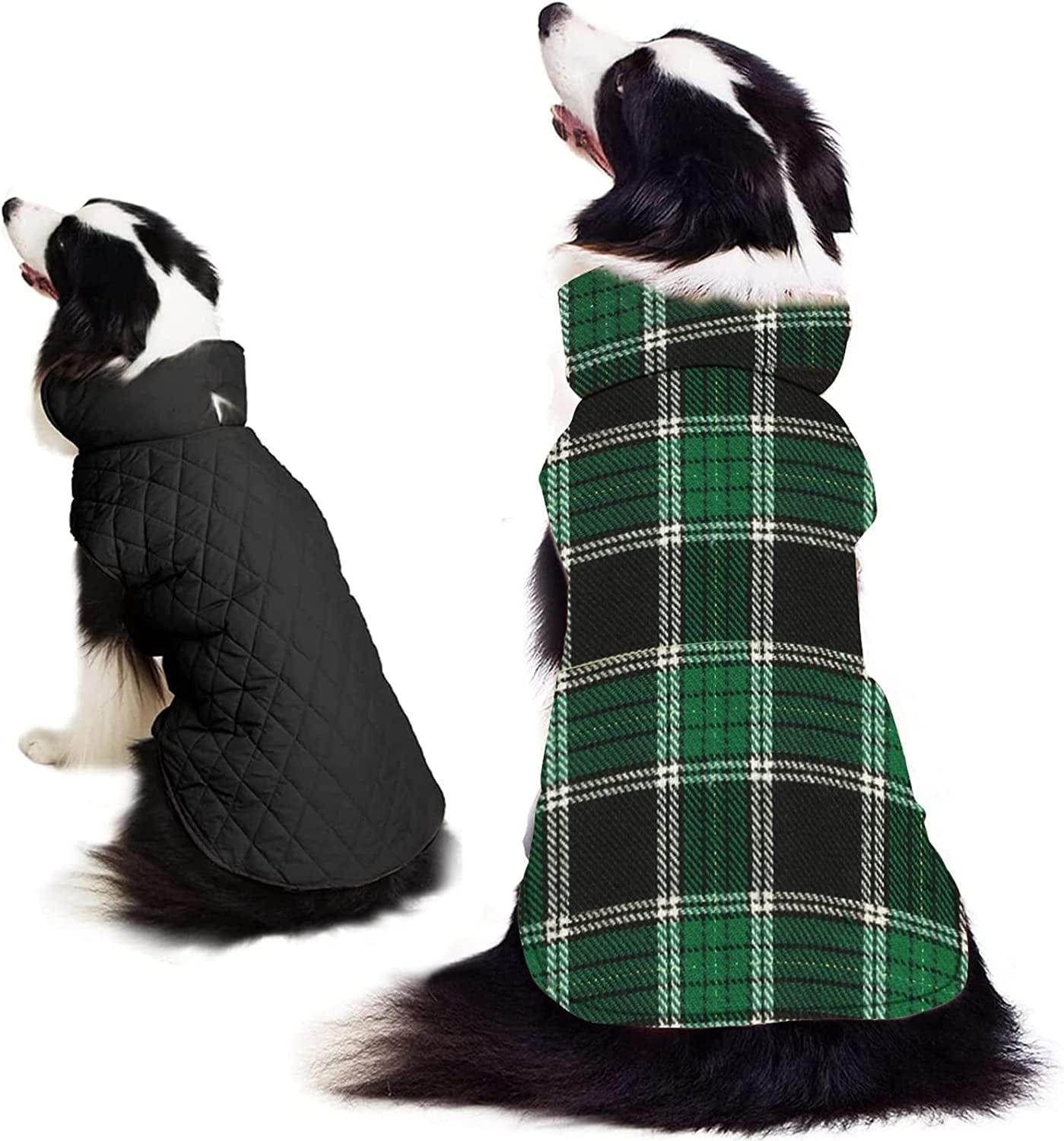 Dog Coats Jackets Apparel, Reversible Dog Apparel Clothes Plaid British Style Dog Outfit Sweater, Windproof Waterproof Dog Cold Weather Coats for Small Medium Large Sized Dogs Girl Boy Animals & Pet Supplies > Pet Supplies > Dog Supplies > Dog Apparel SuBleer Green X-Small(Fits Dogs 4-6 lb)