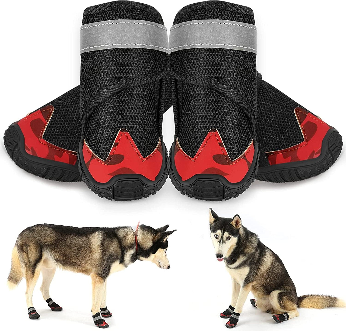 Dog Shoes,Dog Booties,Anti-Slip Sole Shoes for Dogs with Reflective Strips Rugged Dog Shoes for Hot Pavement Summer Dog Booties Heat Protection Mesh Breathable Animals & Pet Supplies > Pet Supplies > Dog Supplies > Dog Apparel silkasurplus 3.07\"L x 2.5\"W x 3.85\"H