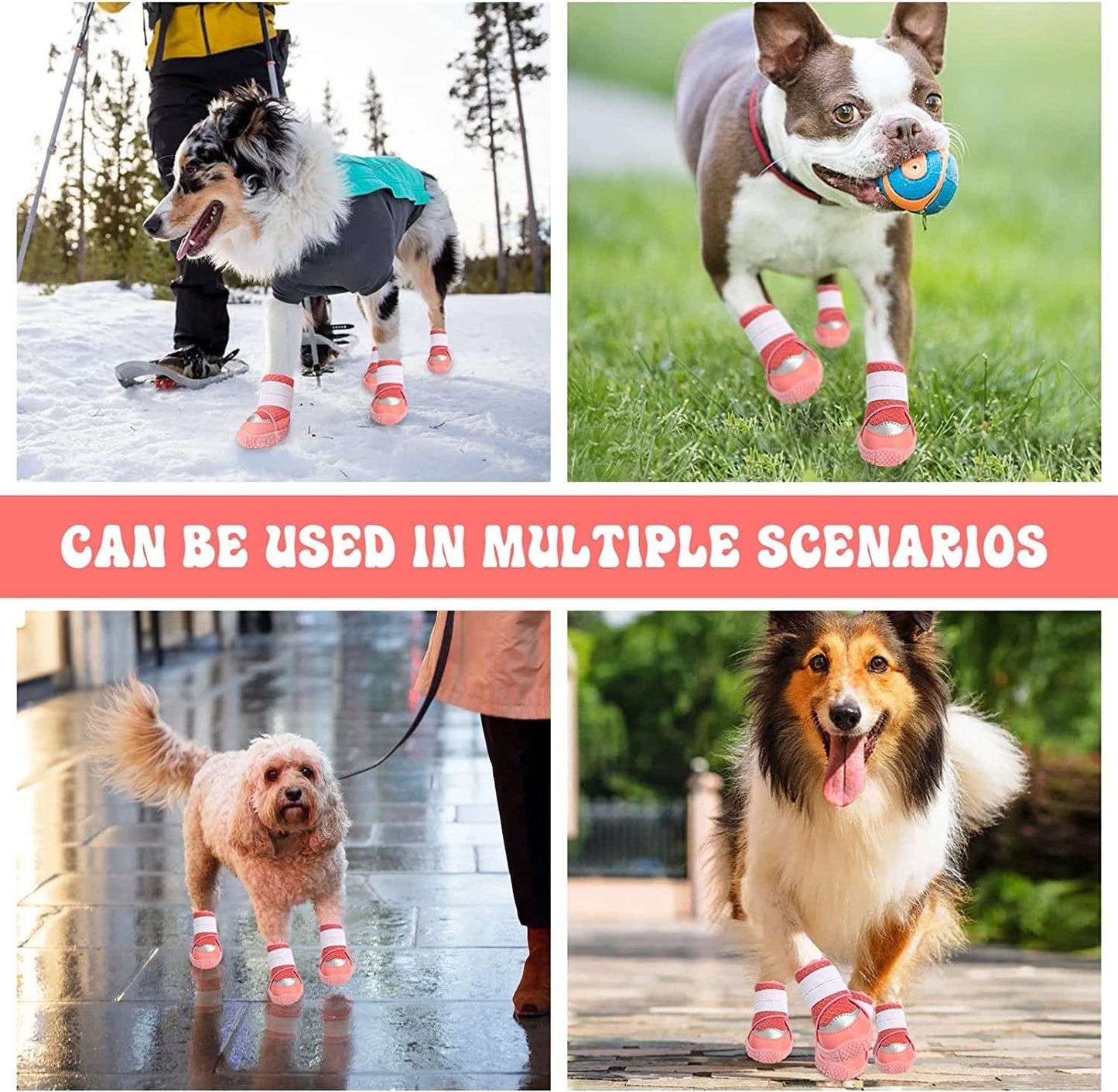Dog Shoes Dog Boots for Small Medium Dogs,Dog Snow Boots Adjustable Breathable Fabric Paw Protector Anti-Slip Anti-Water Dog Boots for Walking Running Rain Snow Cold Weather 4PCS Animals & Pet Supplies > Pet Supplies > Dog Supplies > Dog Apparel dog shoes