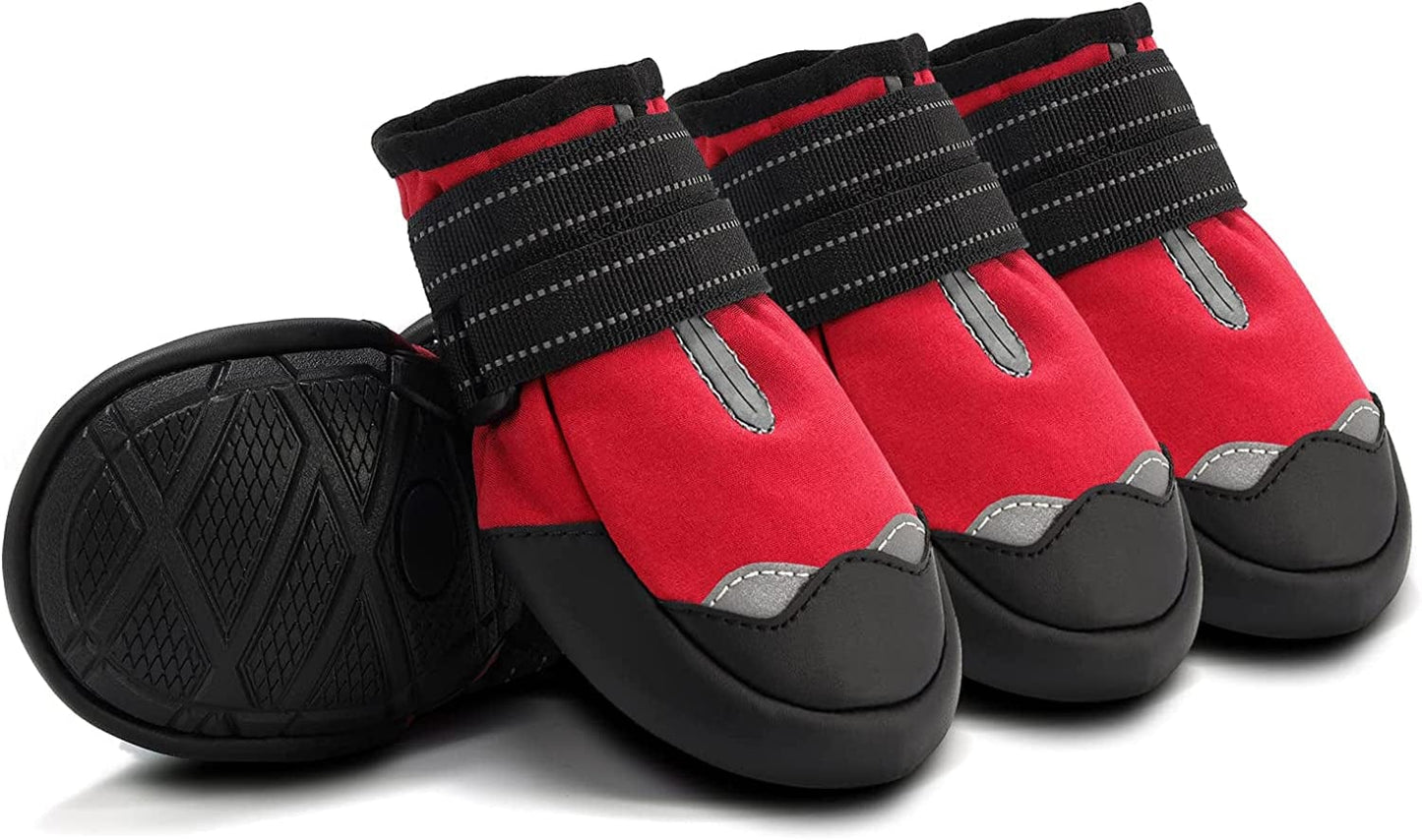 Dog Shoes for Hot Pavement, Reflective Waterproof Dog Boots, Paw Protectors for Medium Large Dogs Booties, Outdoor Dog Boots for Hiking and Running 4PCS Animals & Pet Supplies > Pet Supplies > Dog Supplies > Dog Apparel AOKOWN Red #Size 7 (L*W: 4.1"x 2.81"-3.0") for 63-85 lbs