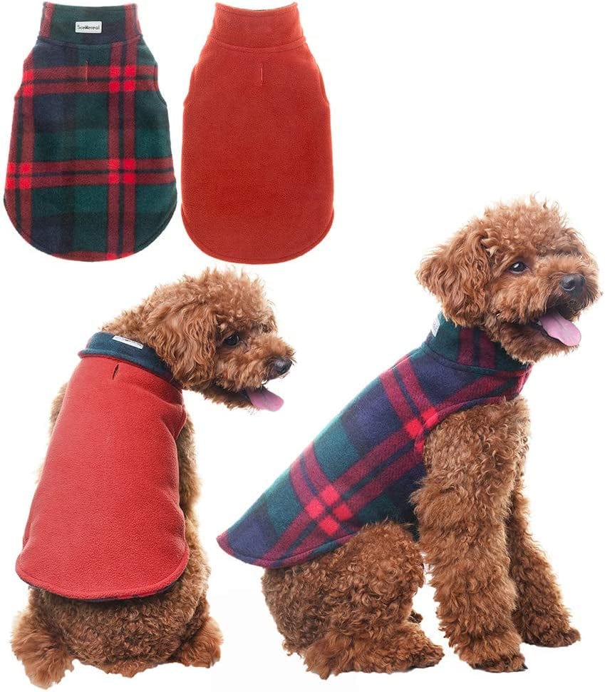 Dog Winter Coat Clothes Reversible Fleece Jacket Warm Coats Windproof Christmas Costume Xmas Gifts for Cold Weather Wearing Animals & Pet Supplies > Pet Supplies > Dog Supplies > Dog Apparel SAILE Red/Green X-Small (Pack of 1)
