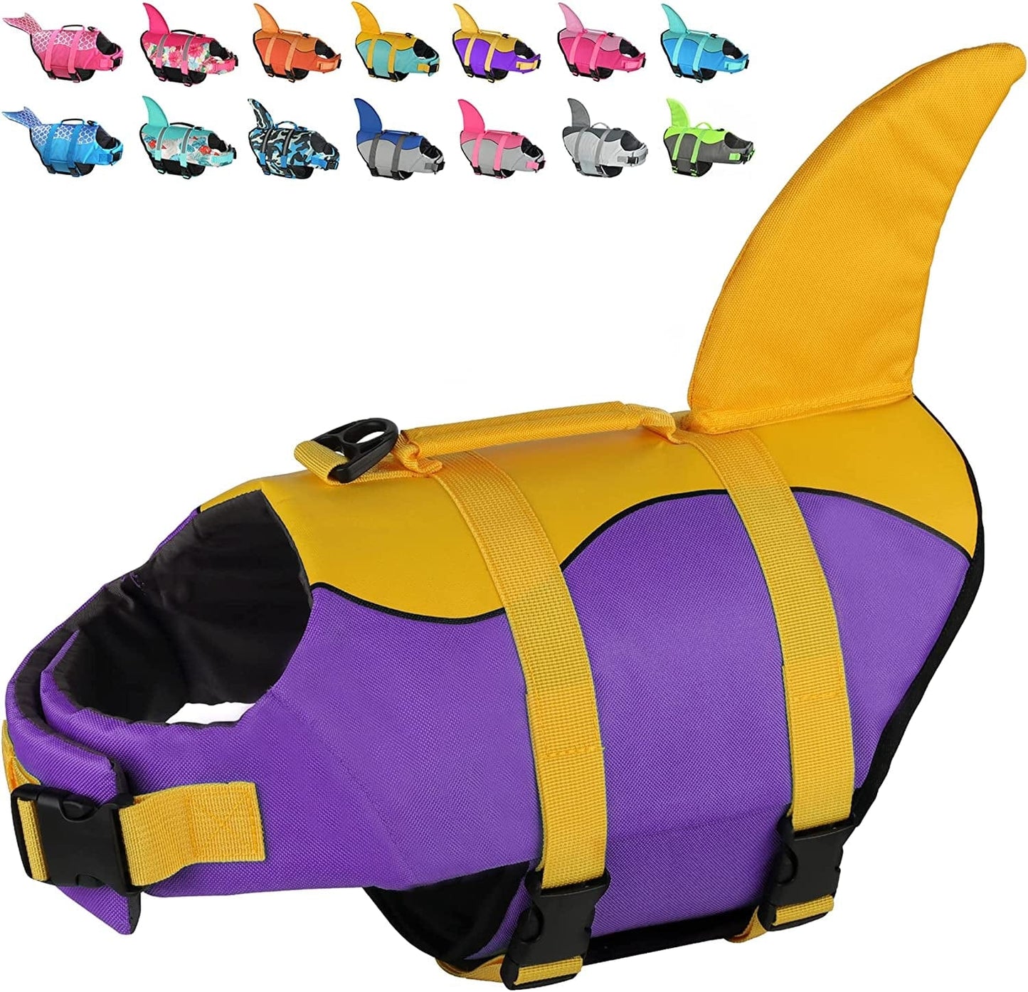 Dogcheer Dog Life Jacket Large, Dog Shark Life Vest Adjustable Pet Floatation Vest Swimsuit, Puppy Swim Vest Dog PFD Lifesaver for Swimming Pool Beach Boating Animals & Pet Supplies > Pet Supplies > Dog Supplies > Dog Apparel Dogcheer Purple-Shark Small