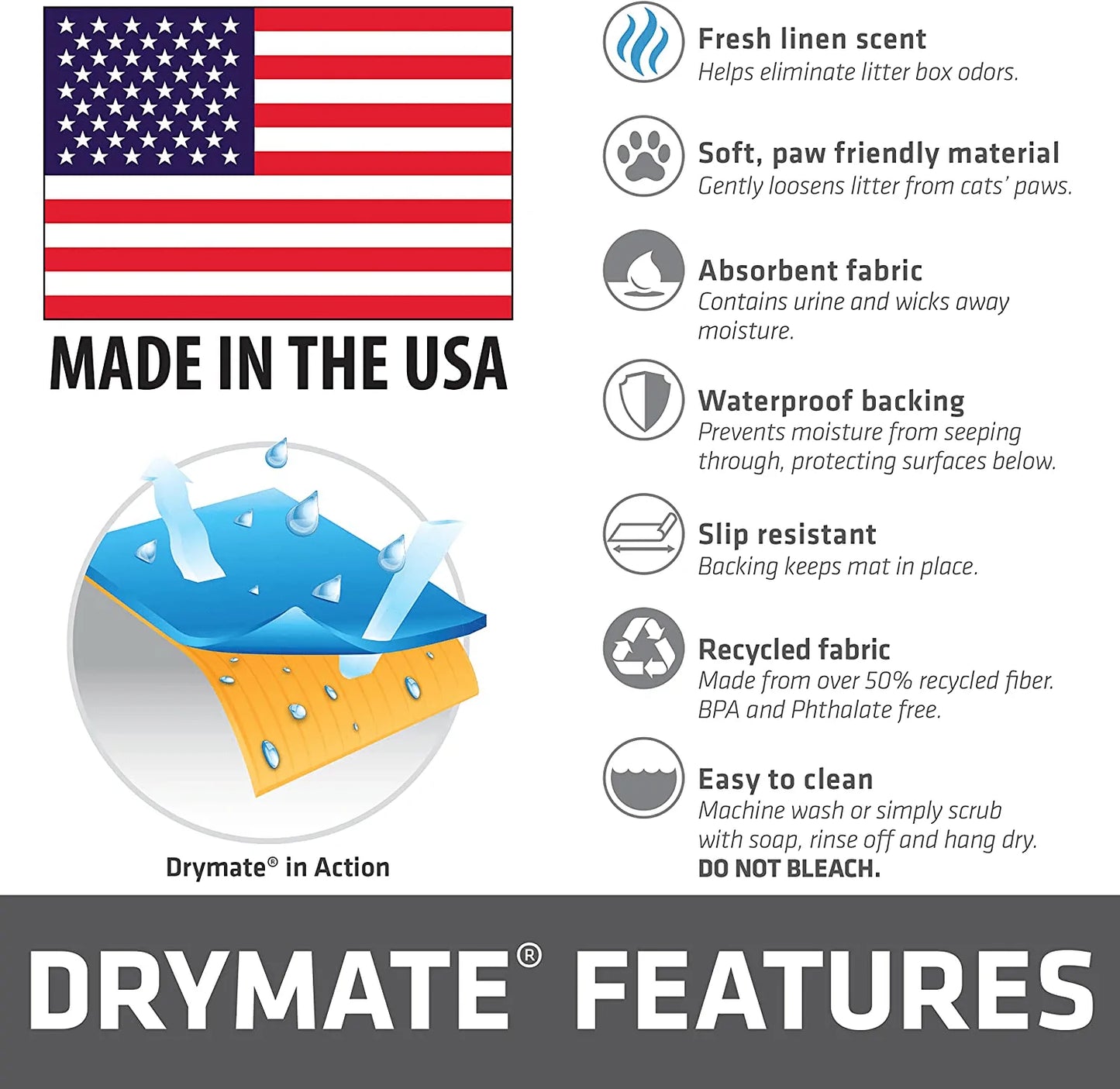 Drymate Scented Litter Box Mat for Pets, Grey Animals & Pet Supplies > Pet Supplies > Cat Supplies > Cat Litter Box Mats Drymate