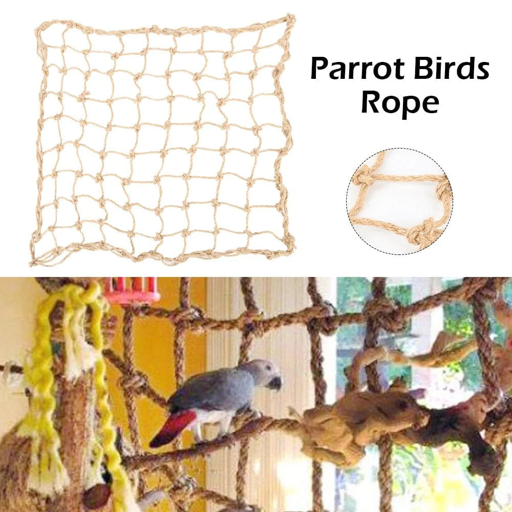 Duety Parrot Bird Climbing Net Hemp Rope Ladder Toy Play Gym Hanging Swing Net Parrot Perch Hammock Toy with Hooks Bird Cage Toy for Budgies Macaw Cockatoo Parakeet Hamster Ferret Animals & Pet Supplies > Pet Supplies > Bird Supplies > Bird Ladders & Perches Duety