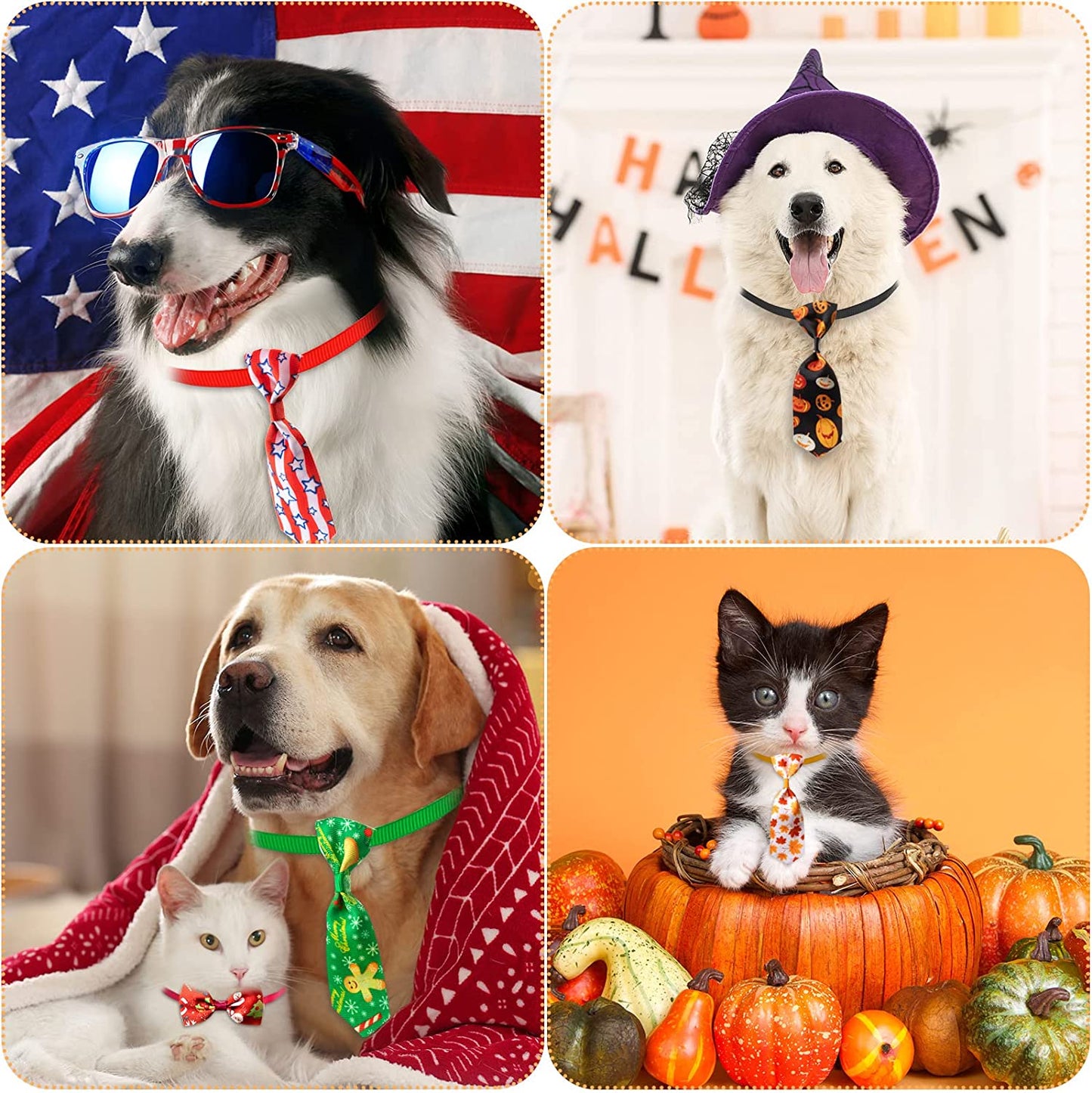 100 Pieces Christmas Holiday Dog Bow Tie Collar Set with 50 Dog Neckties and 50 Dog Bow Ties Adjustable Dog Bowties Neckties Collars Assorted Festival Pet Grooming Accessories for Dogs Cats Animals & Pet Supplies > Pet Supplies > Dog Supplies > Dog Apparel Eccliy