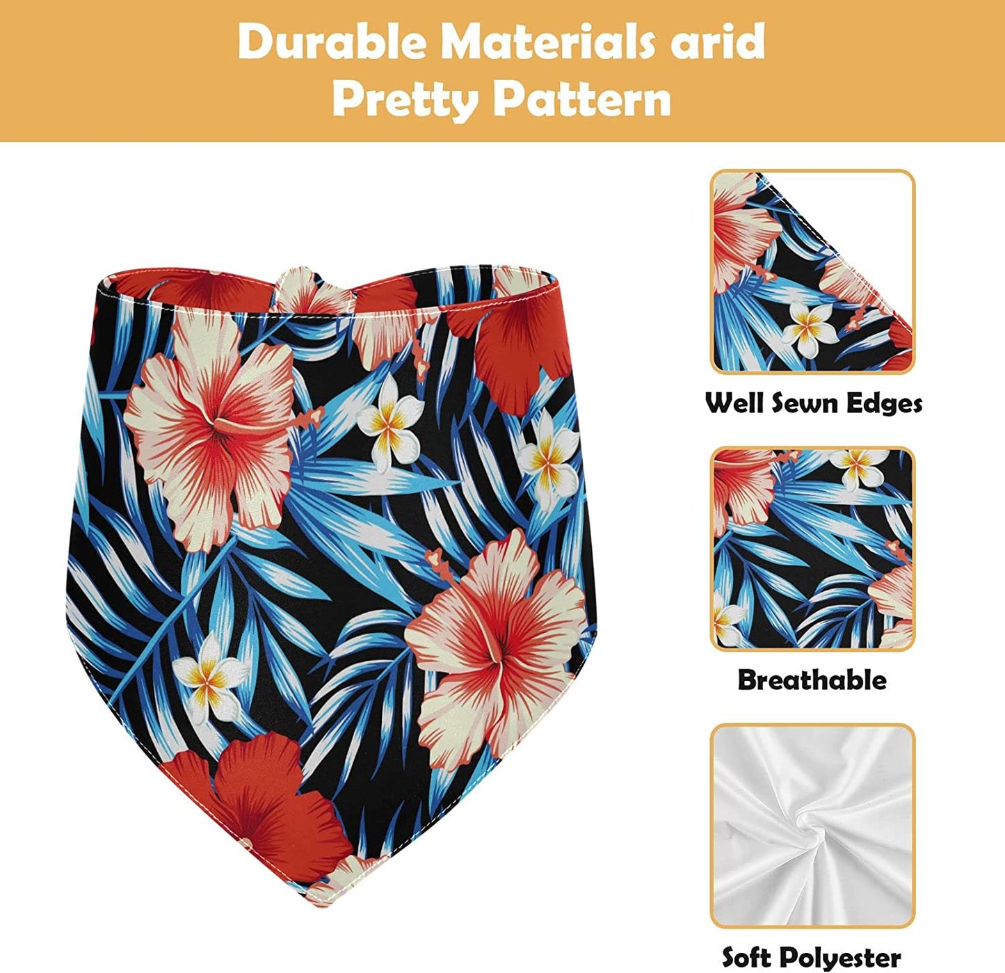 Red Pink Hibiscus Flower Hawaiian Dog Bandanas 2 Pack Triangle Reversible Scarf Bibs for Dogs Washable Small Medium Large Pet Puppy Birthday Party Holiday Props for Dog Cat Lovers Gift L Animals & Pet Supplies > Pet Supplies > Dog Supplies > Dog Apparel AMmao