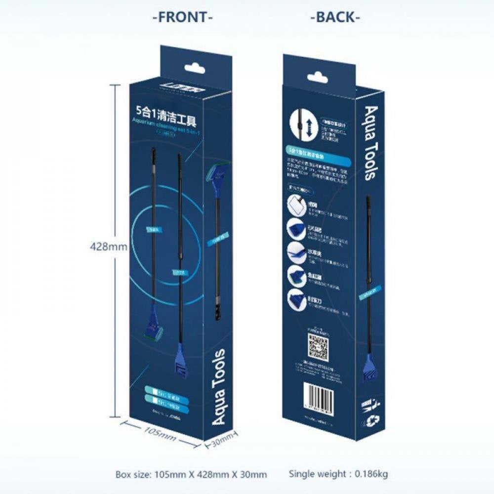 Spree Aquarium Cleaning Tools Kit 5 in 1 Function for Long Deep Fish Tank, Including Algae Scrape, Cleaning Sponge, 3.9" Small Fishnet, Gravel Rake, Plant Fork Animals & Pet Supplies > Pet Supplies > Fish Supplies > Aquarium Fish Nets Spree