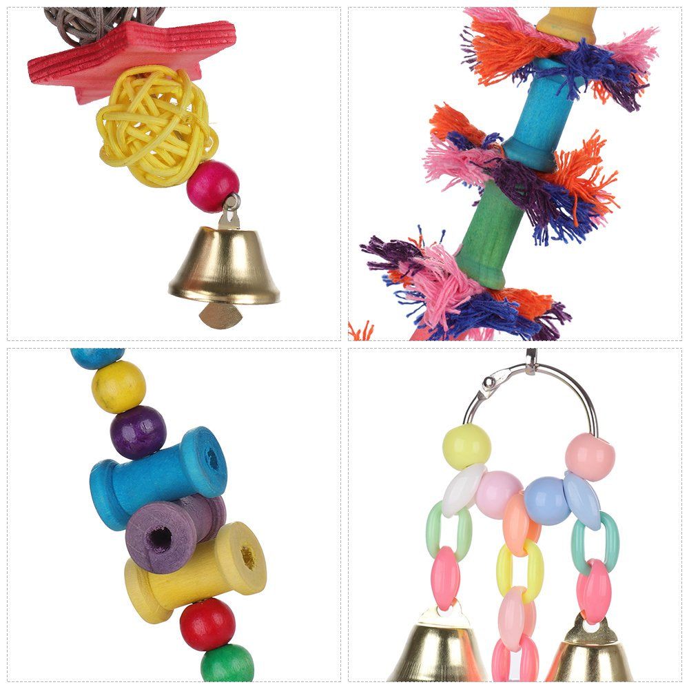 Okwish 8Pcs Bird Parrot Toys Swing Hanging Toy Bird Cage Toys Hammock Bell Swing Ladder Perch Chewing Toys Pet Accessories for Parrots Parakeets Cockatiels Finches Small Birds Animals & Pet Supplies > Pet Supplies > Bird Supplies > Bird Ladders & Perches okwish