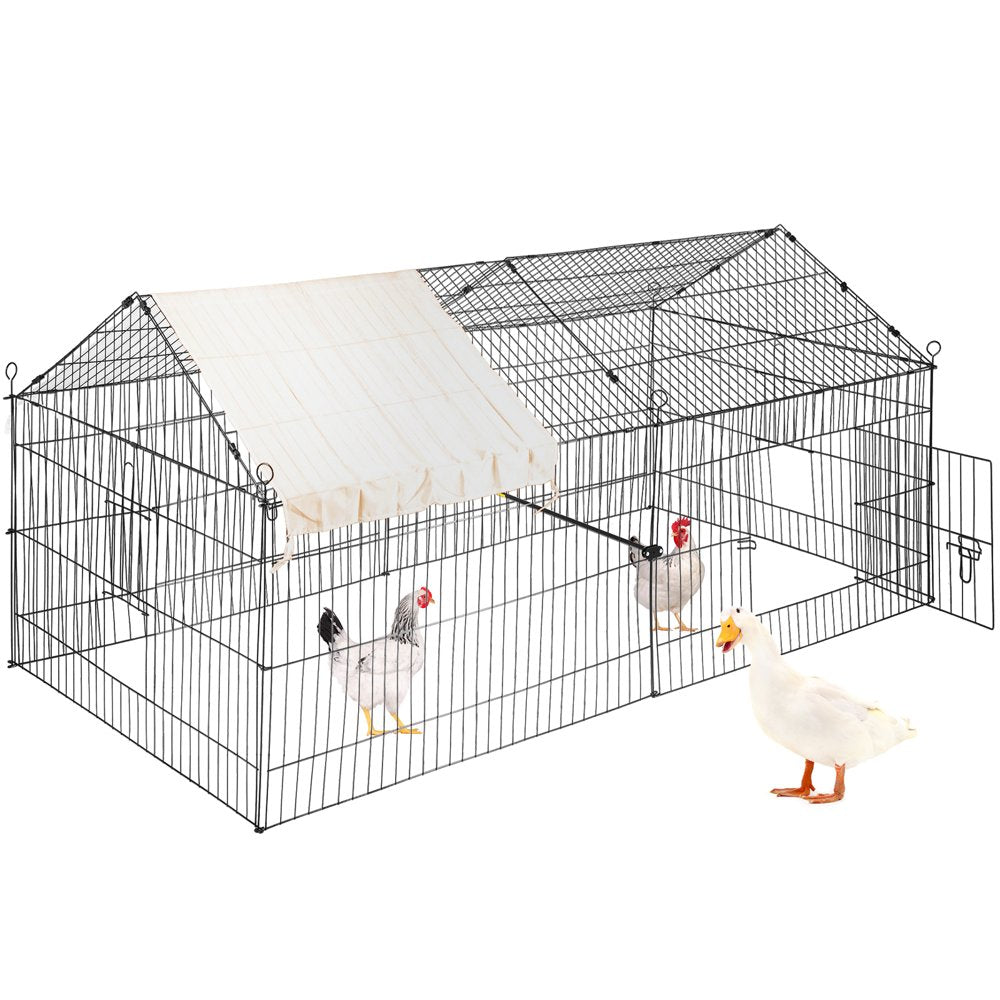 VEVOR Chicken Run Coop, 71" X 30"Metal Chicken Coop, Rabbit Run Enclosure Pen with Green Waterproof and Sun-Proof Cover for Outdoor, Indoor, Backyard, and Farm Animals & Pet Supplies > Pet Supplies > Dog Supplies > Dog Kennels & Runs VEVOR 87" x 42"