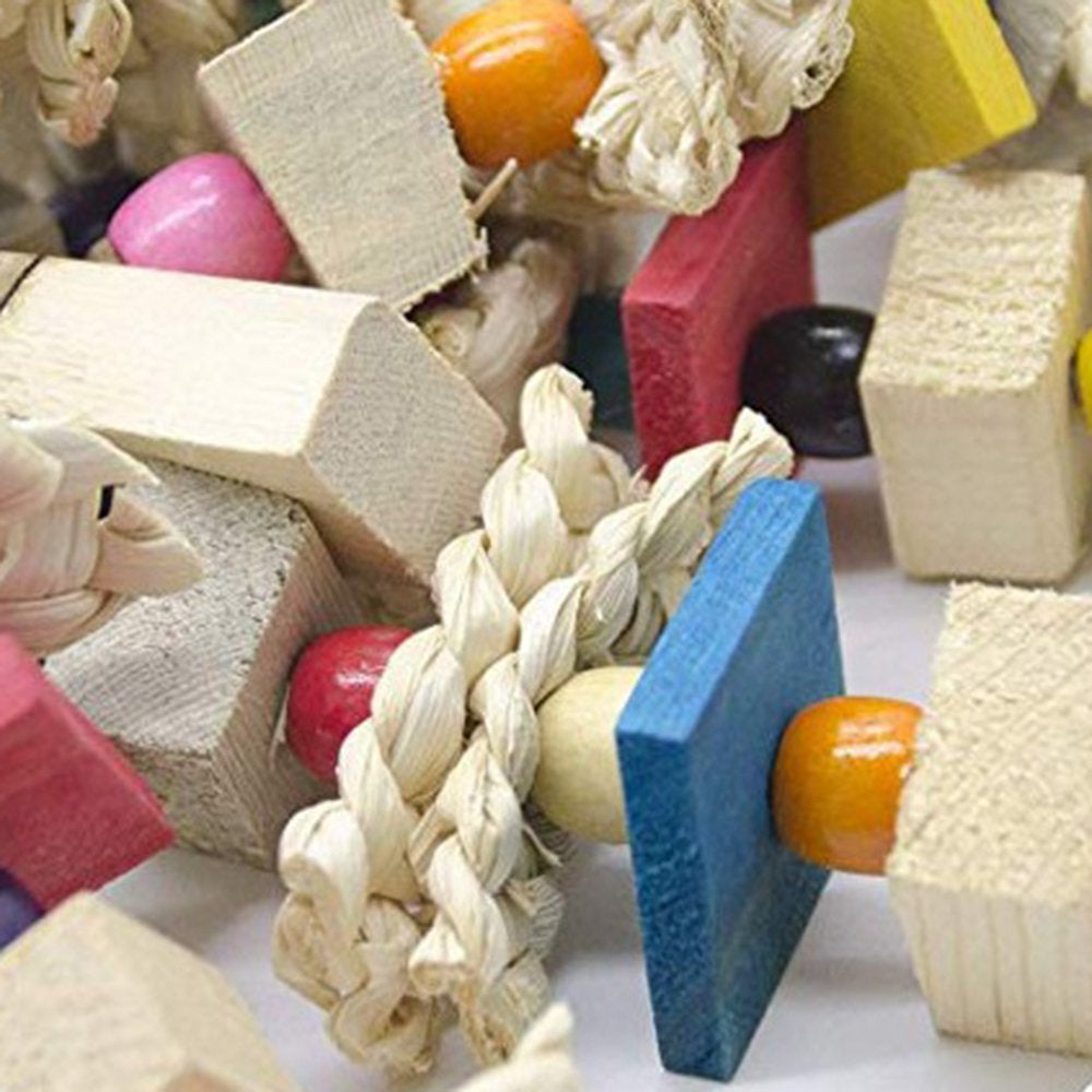 Visland Parrot Bird Toys-Natural Wood Bird Block Toys Bird Chewing Toy Hanging Bird Bite Toys for Macaws African Grey Parrot Cockatiel Conures Cockatiels Big & Medium Birds Animals & Pet Supplies > Pet Supplies > Bird Supplies > Bird Toys Visland