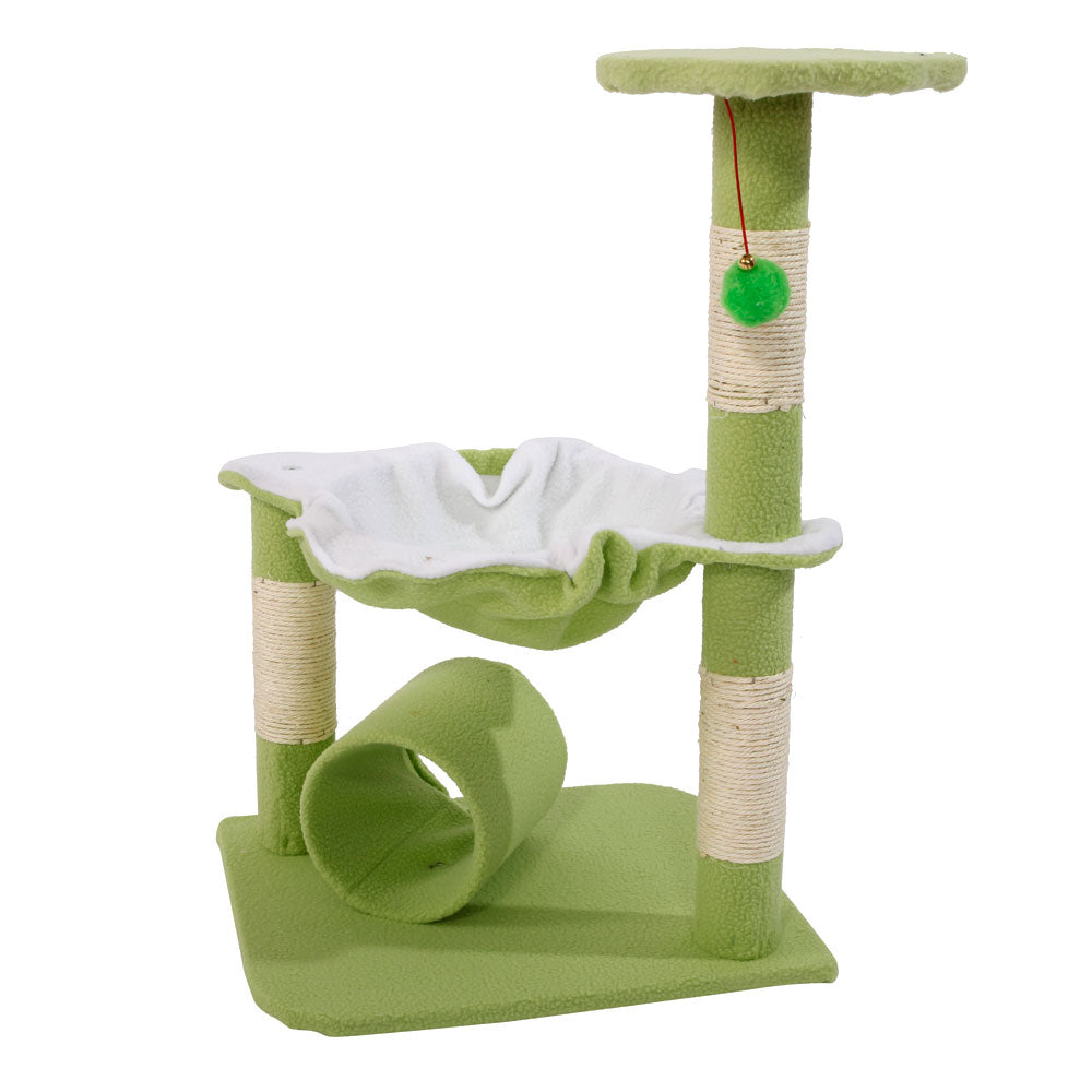 Lowestbest 28" Cat Activity Tree, Kitten Play House Furniture Scratchers Kitty Small Pet Play Condo with Scratching Posts Hammock Dangling Ball, 3 Level Cat Tower for Cats Pet, Pink Animals & Pet Supplies > Pet Supplies > Cat Supplies > Cat Furniture Lowestbest Green