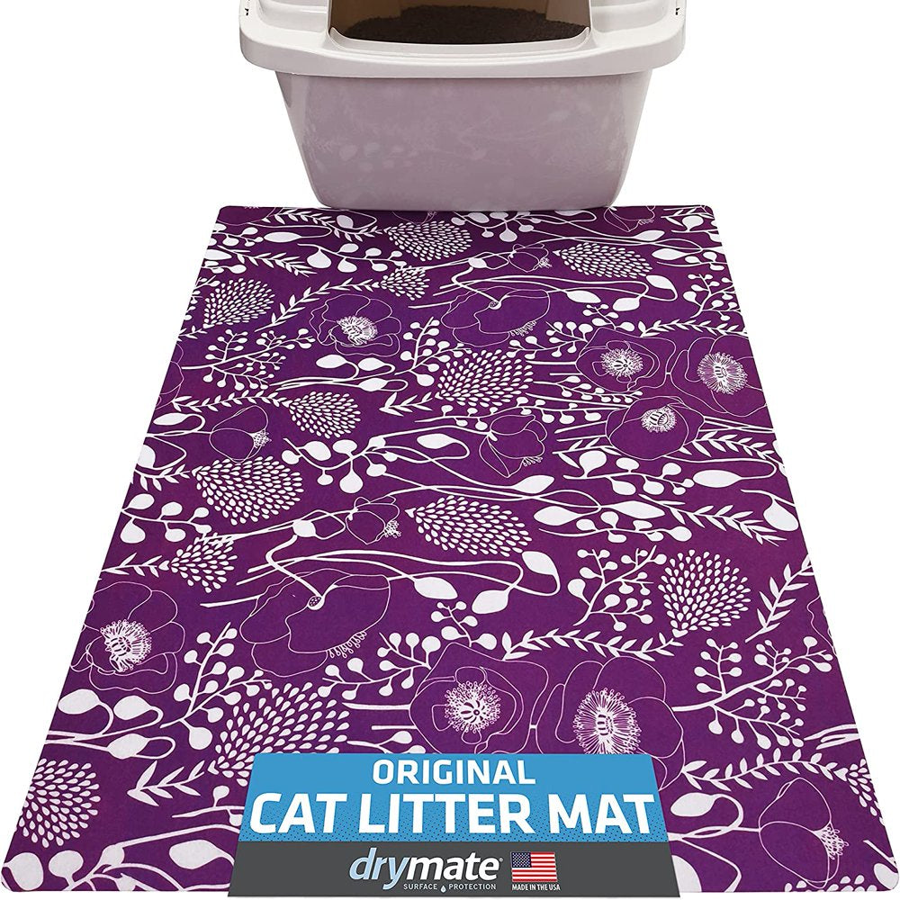 Drymate Original Cat Litter Mat, Contains Mess from Box for Cleaner Floors, Urine-Proof, Soft on Kitty Paws -Absorbent/Waterproof- Machine Washable, Durable (USA Made) Animals & Pet Supplies > Pet Supplies > Cat Supplies > Cat Litter Box Mats Drymate Large (20" x 28") Good Medicine Plum 5