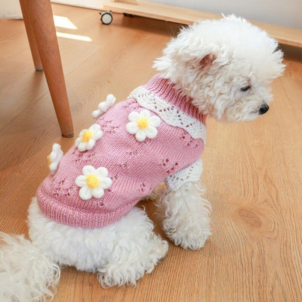 Promotion Clearance Dog Sweater Winter Coat Apparel Classic Flowers Blossoming Sweater Knit Clothes for Cold Weather, Green XS Animals & Pet Supplies > Pet Supplies > Dog Supplies > Dog Apparel Popvcly