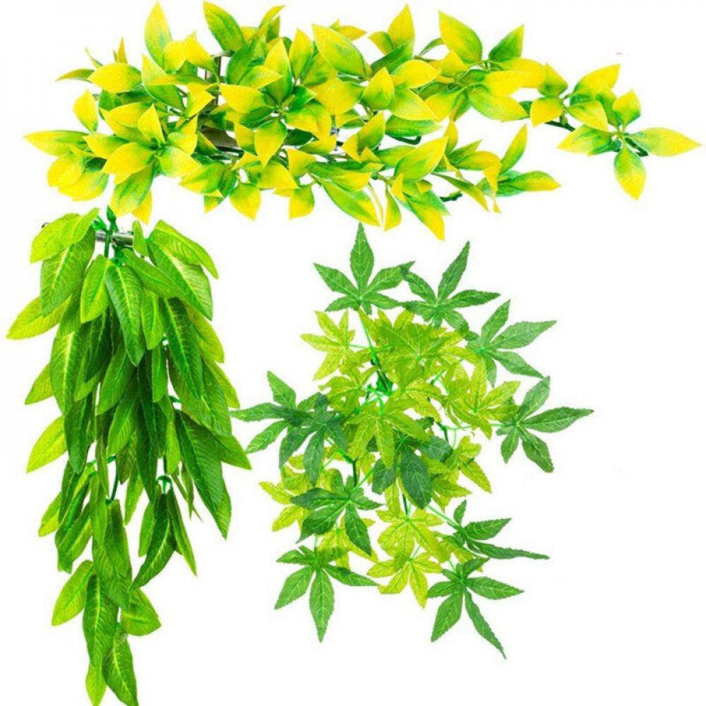 JANDEL Artificial Reptile Plants Plastic Reptile Habitats Plant Amphibian Hanging Terrarium Plants Decorations for Hermit Crab Lizards Geckos Snake Animals & Pet Supplies > Pet Supplies > Reptile & Amphibian Supplies > Reptile & Amphibian Habitats JANDEL A5