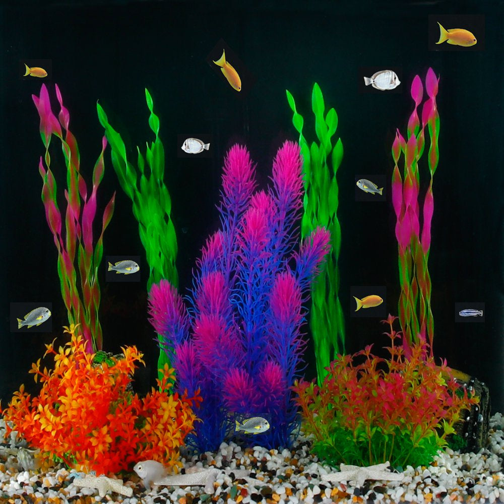 Mylifeunit Artificial Aquarium Plants Plastic Fish Tank Plants for Aquarium Decorations, Pack of 7 (Style B) Animals & Pet Supplies > Pet Supplies > Fish Supplies > Aquarium Decor MyLifeUNIT