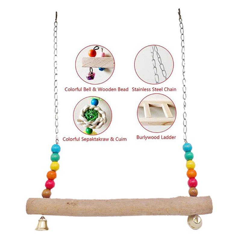 Handmade Chicken Ladder Swing Parrot Perch Chicken Toy Large Bird Budgie Finch - A Animals & Pet Supplies > Pet Supplies > Bird Supplies > Bird Ladders & Perches Magideal