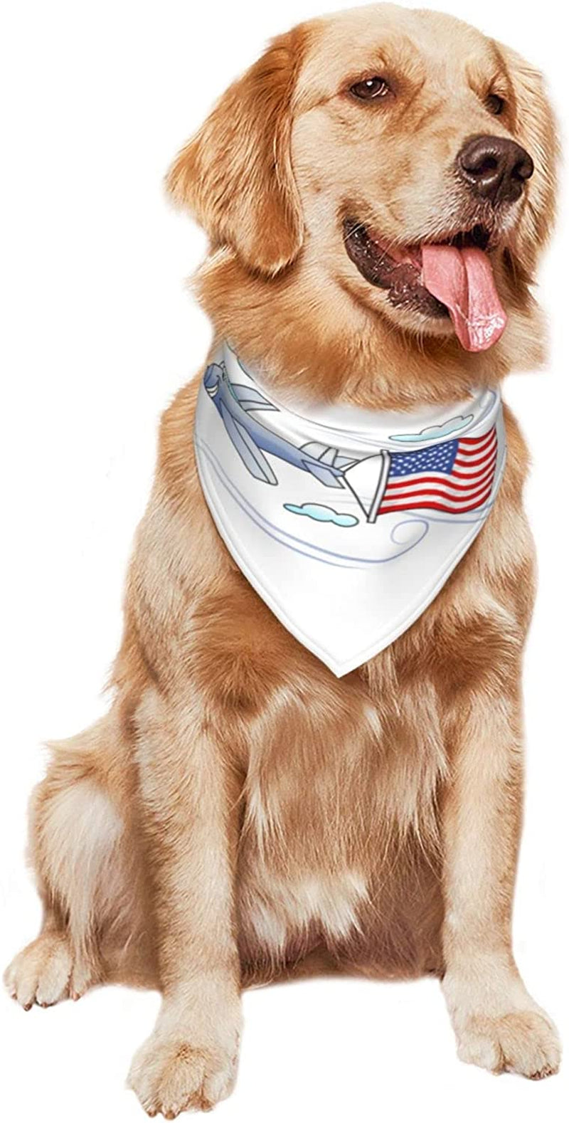 Cartoon Airplane Carrying a Flag Pet Dog and Cat Decorative Triangle Scarf,Dog Bandana,Breathable and Stain Resistant. Animals & Pet Supplies > Pet Supplies > Dog Supplies > Dog Apparel ZALTAS