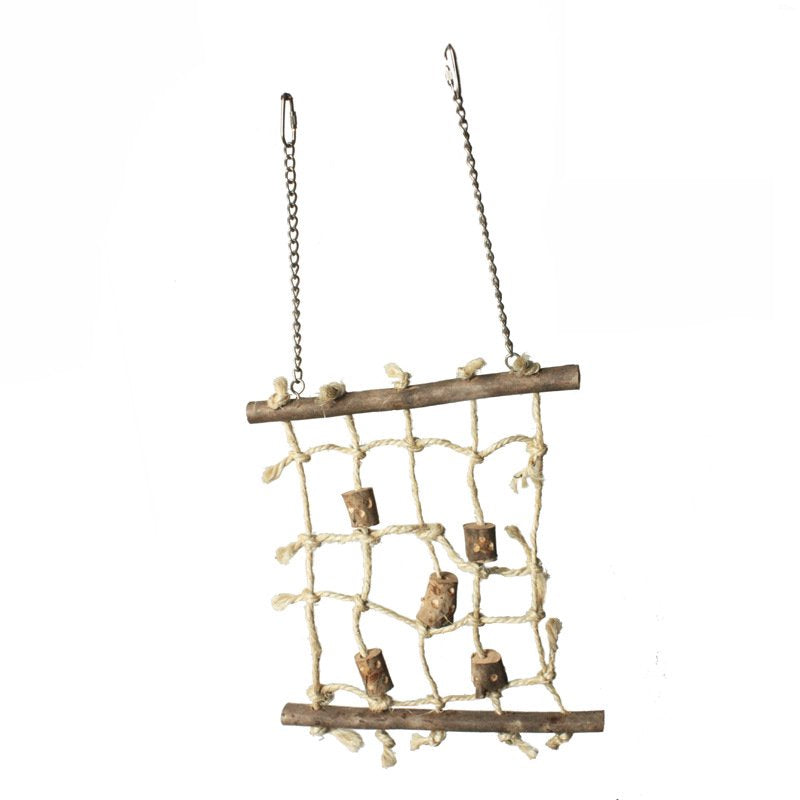 Bird Cages Bird Climbing Net Wood Rope Spear Toy Gym Hanging Swing Net Parrot Perch Hammock Toy with 2 Hooks-Wood Color Decorative Bird Cage(51Cm*25Cm) Animals & Pet Supplies > Pet Supplies > Bird Supplies > Bird Gyms & Playstands DEXIN