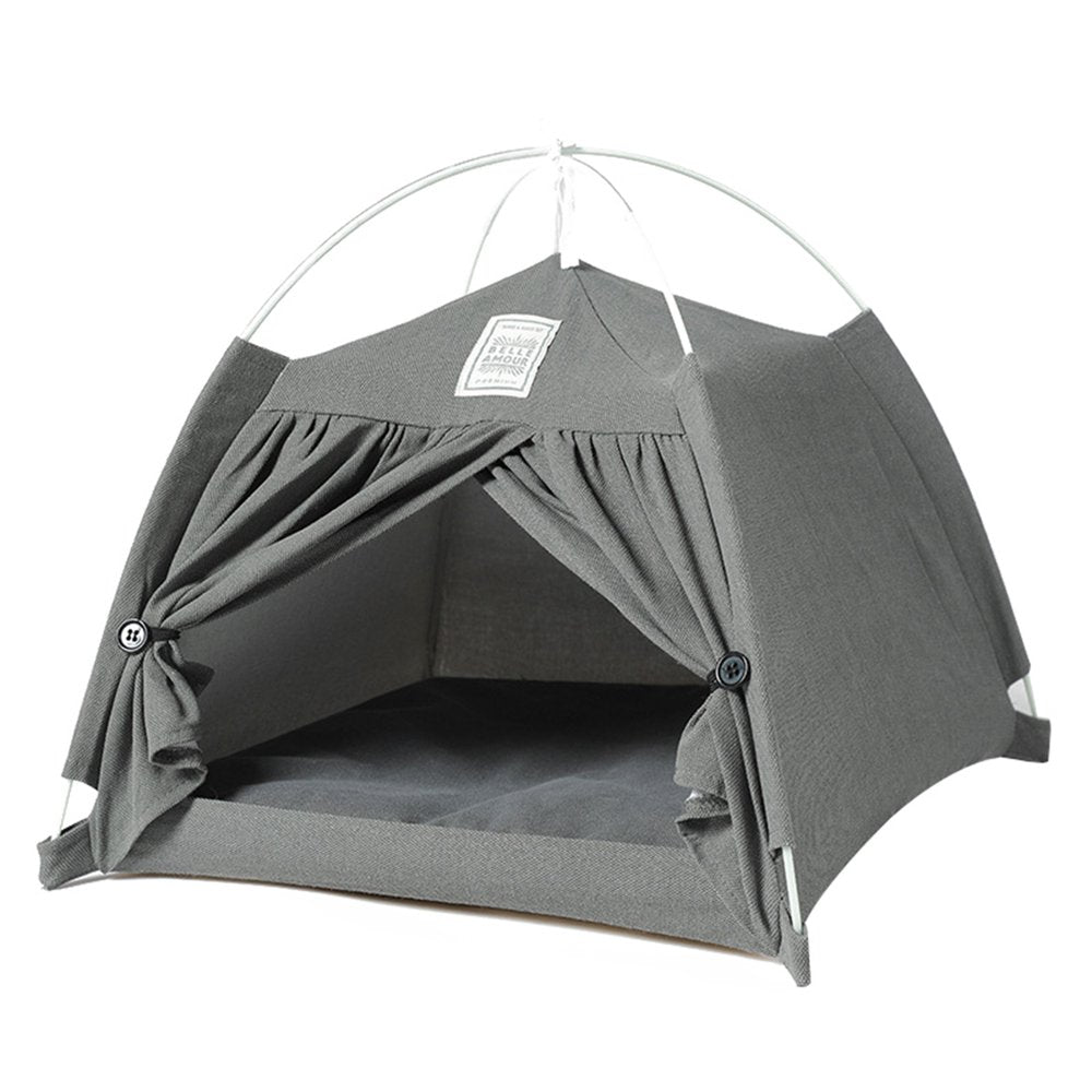 Pet Tent Detachable Cat Dog Teepee House Comforable Breathable Puppy Bed Washable Pet Supplies for Indoor Outdoor Pet Supplies Animals & Pet Supplies > Pet Supplies > Dog Supplies > Dog Houses Saekor Gray