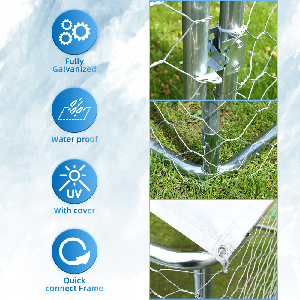 Dog Kennel Dog Fence Outdoor Metal Dog Cage outside Dog Run House Pet Enclosure Fencing with Water-Resistant Cover Roof Backyard Dog Play Pen Animals & Pet Supplies > Pet Supplies > Dog Supplies > Dog Kennels & Runs LVUYOYO