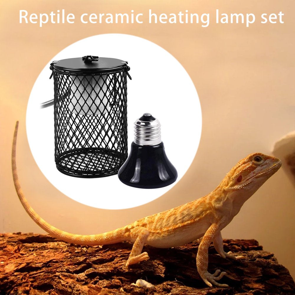BOOBEAUTY Reptile Ceramic Heat Lamp Holder,Pet Heating Bulb Holder Lamp for Amphibian Snake Lizard Turtle with Switch Anti-Hot Cage Boobeauty
