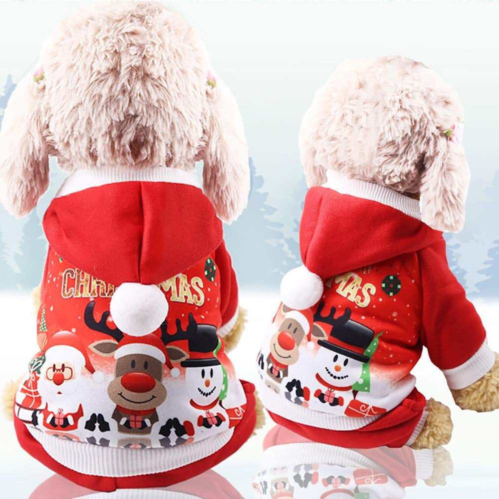 Reactionnx Santa Dog Costume Christmas Pet Clothes Winter Hoodie Coat Clothes Pet Clothing for Small Dogs Winter Coat Warm Clothes Christmas Holiday Apparel Outfit Animals & Pet Supplies > Pet Supplies > Dog Supplies > Dog Apparel Reactionnx L